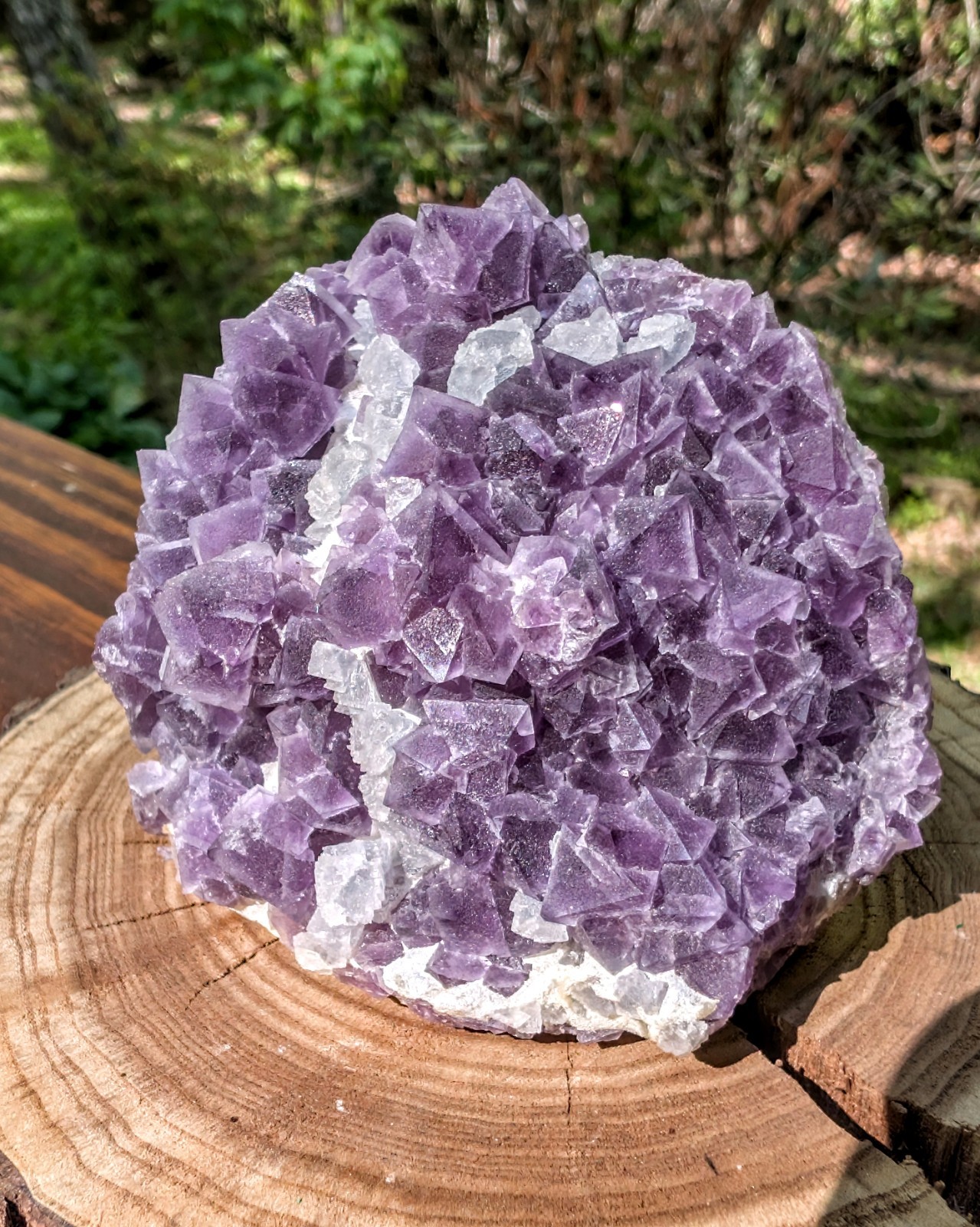 Purple Octahedral Fluorite W/ Light Blue Crystals From De’an Mine Jiangxi China