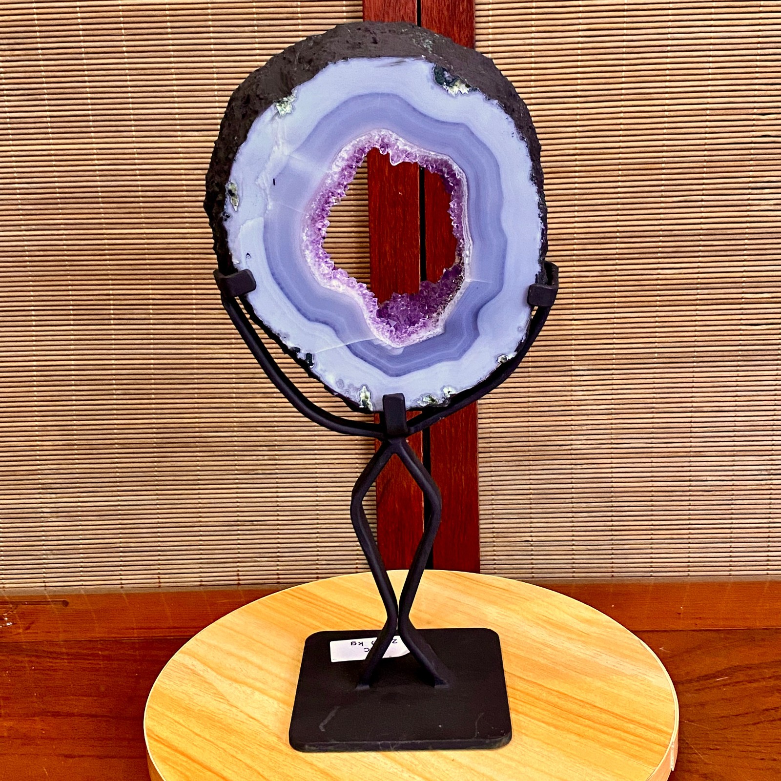 4.4LB Natural Amethyst Cave Crystal Slice Crescent shaped Hand Cut Repai