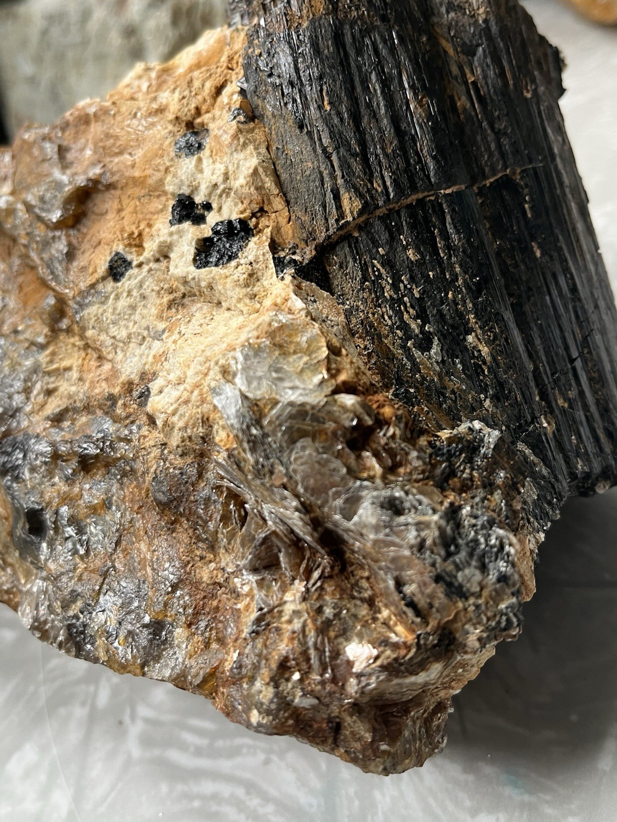 HUGE 5lb Black Tourmaline Schorl Crystal Maine USA Locality Iron Oxidized Quartz