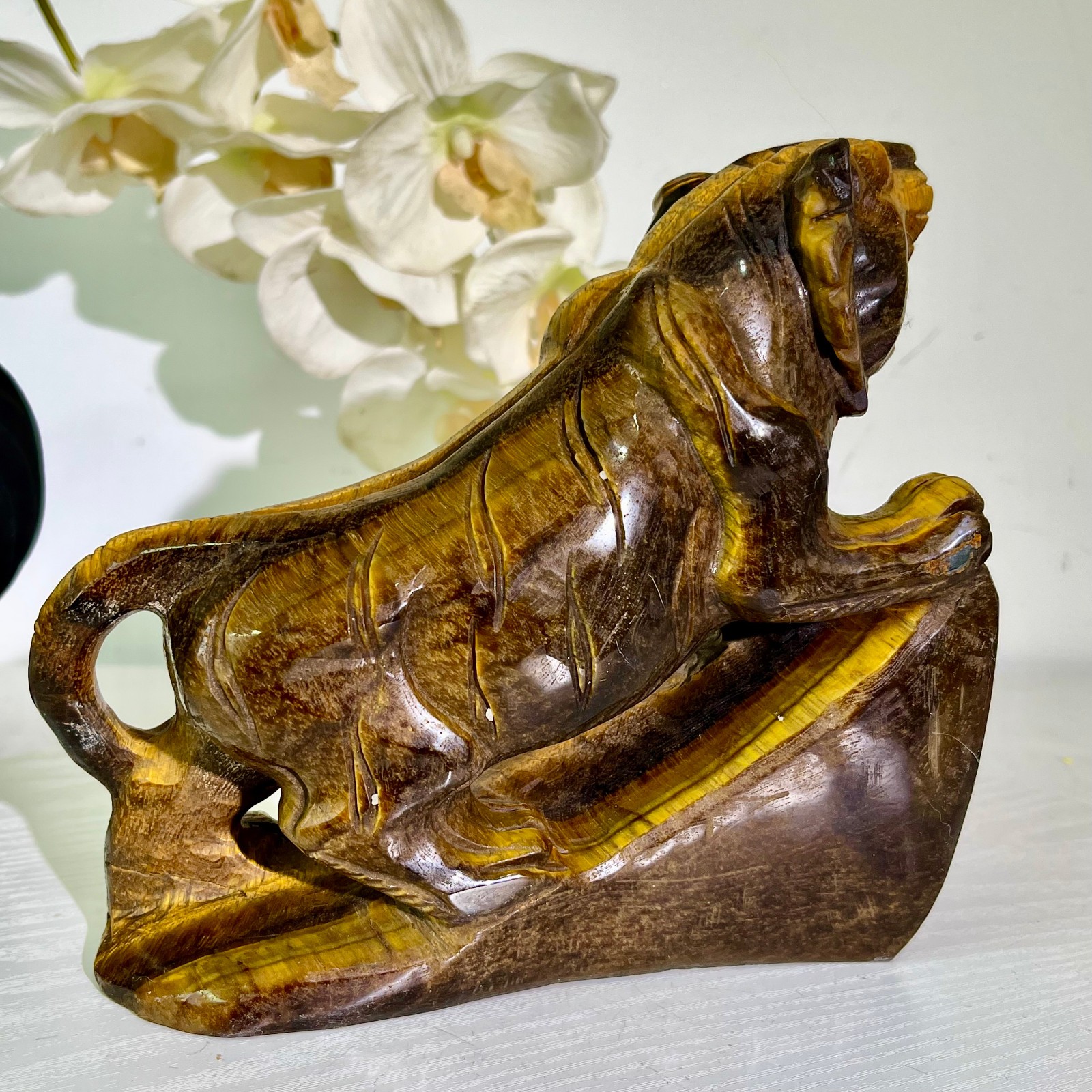 5.73LB Natural tiger eye stone products, handmade carved and polished spiritual