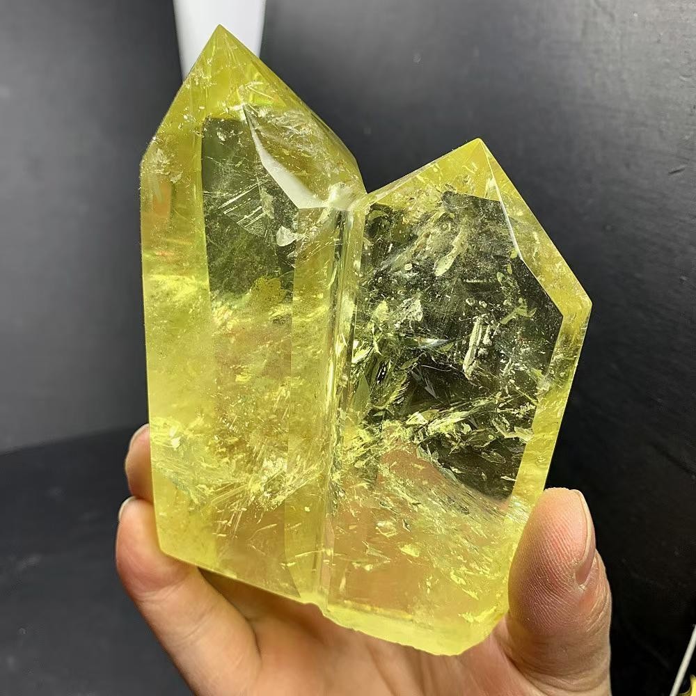 1.21LB Natural Citrine Quartz Obelisk Energy Crystal Tower Point Reiki +Stand