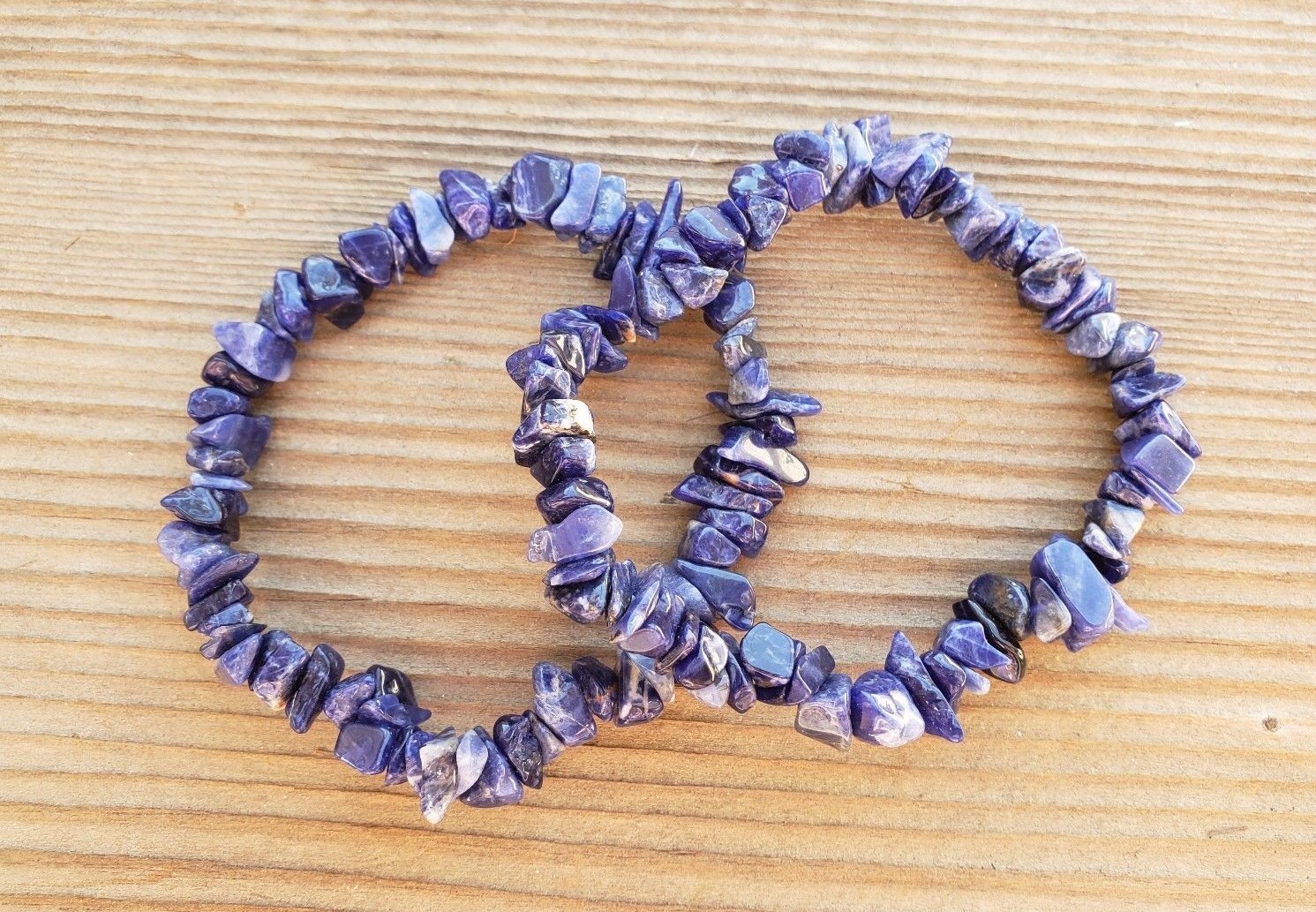 NATURAL SODALITE STONE GEMSTONE STRETCHY CHIP BRACELET