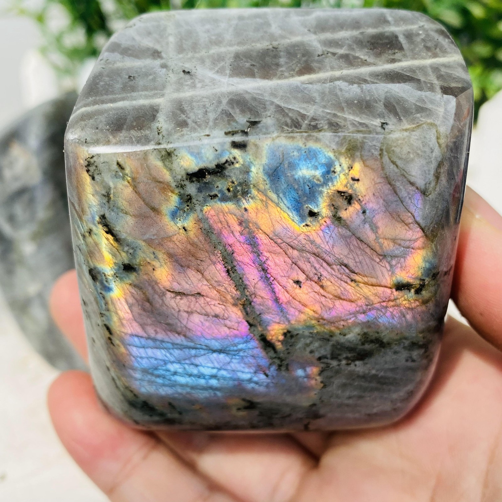 Natural Purple Labradorite Quartz Crystal Freeform Mineral Specimen 1380g