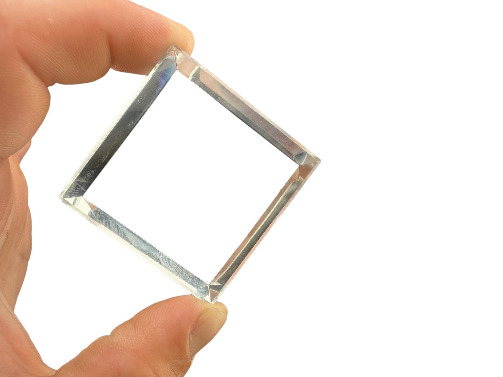 TEN 2” Beveled Glass Square Bases Stands Mineral Mounting Display 5.8cm