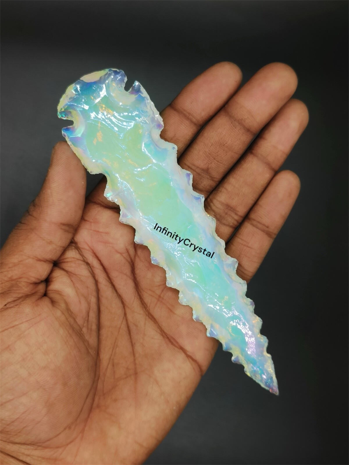 5.5–6” Angel Aura Arrowhead,Handcrafted Spearhead,Handmade Crystal Athame Blade.