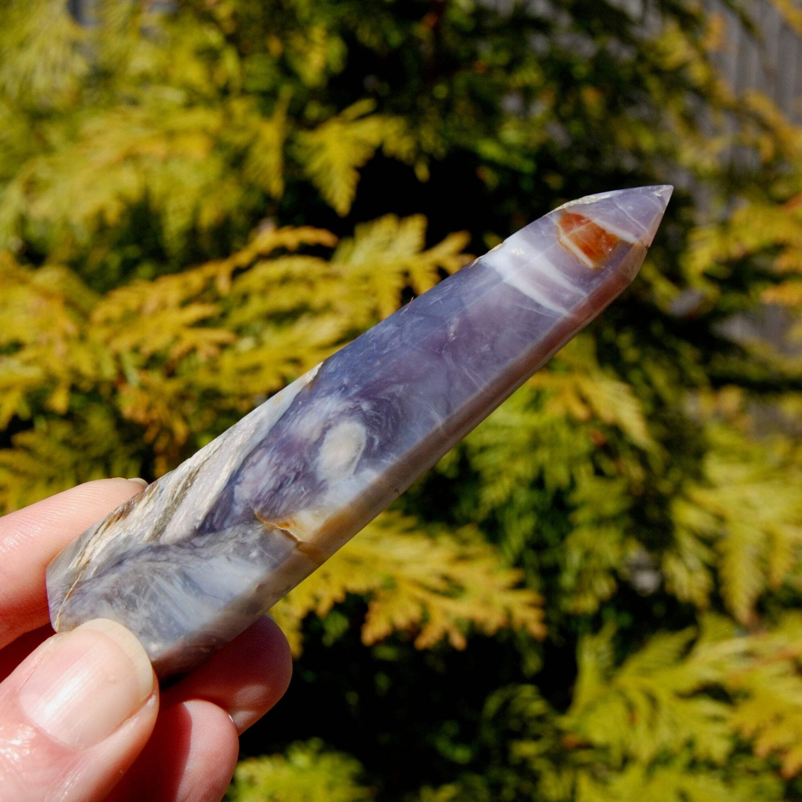 3.75in 58g Purple Chalcedony Crystal Tower, Violet Agate, Indonesia