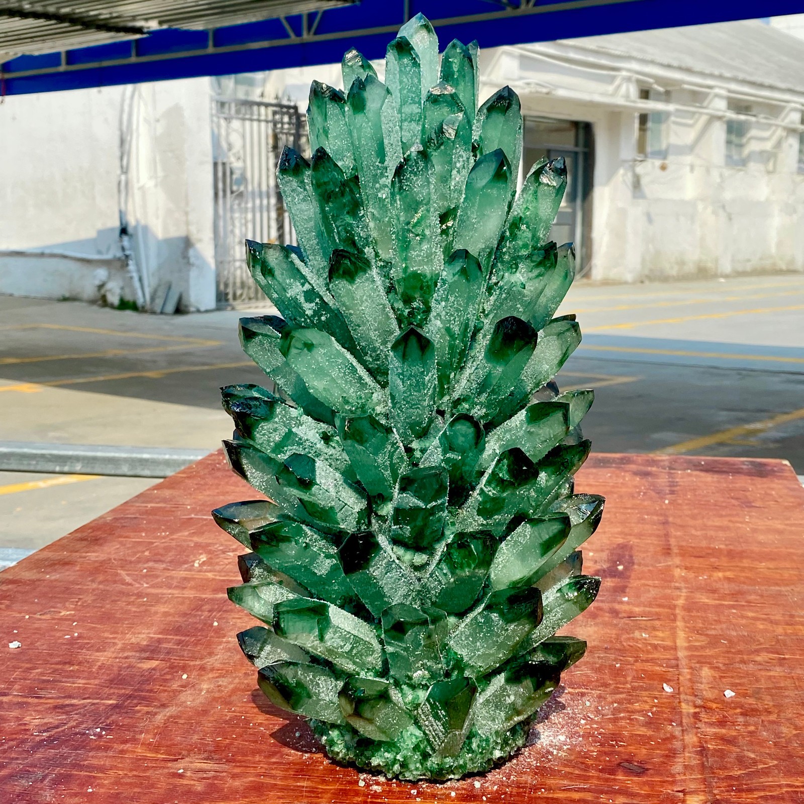 19.8LB Newly discovered green phantom quartz crystal cluster minerals