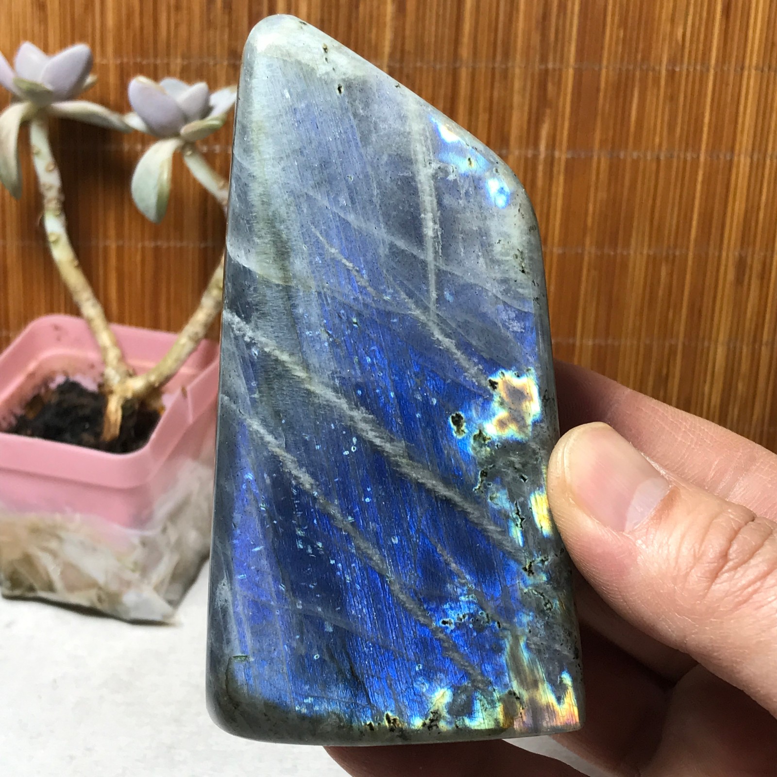 108-53-40mm Natural Labradorite Crystal gemstone Polish Mineral Specimen A3327