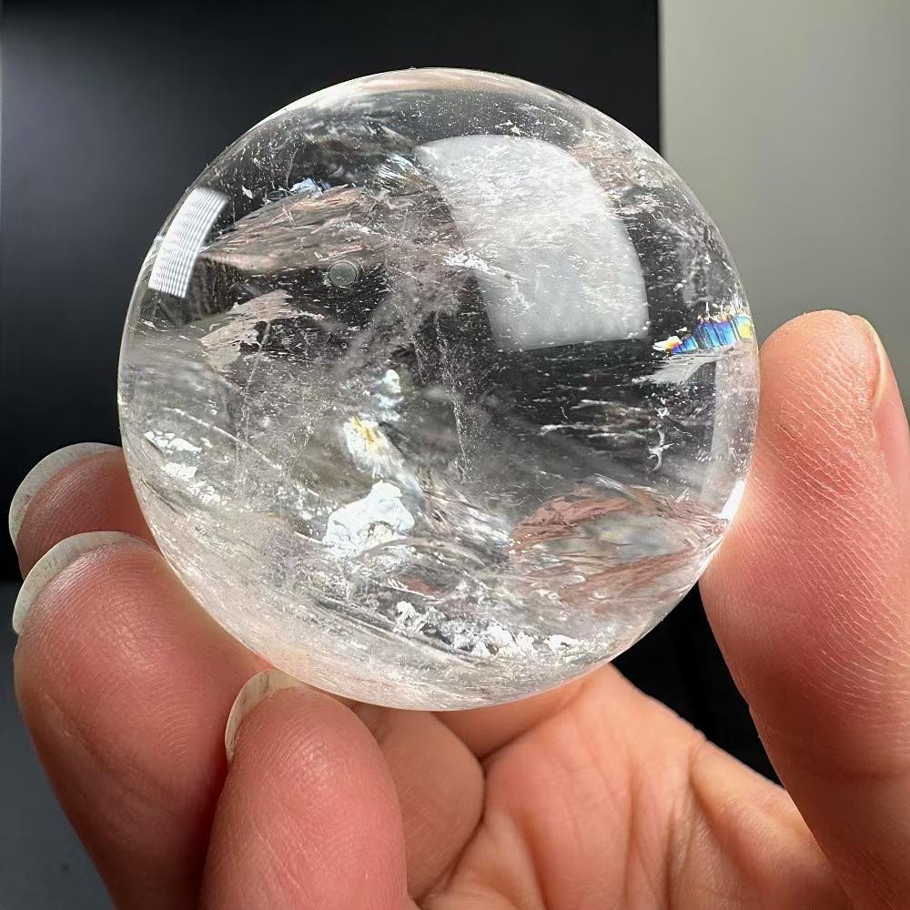 175g Natural Rainbow White Quartz Sphere Crystal Ball Reiki Decor