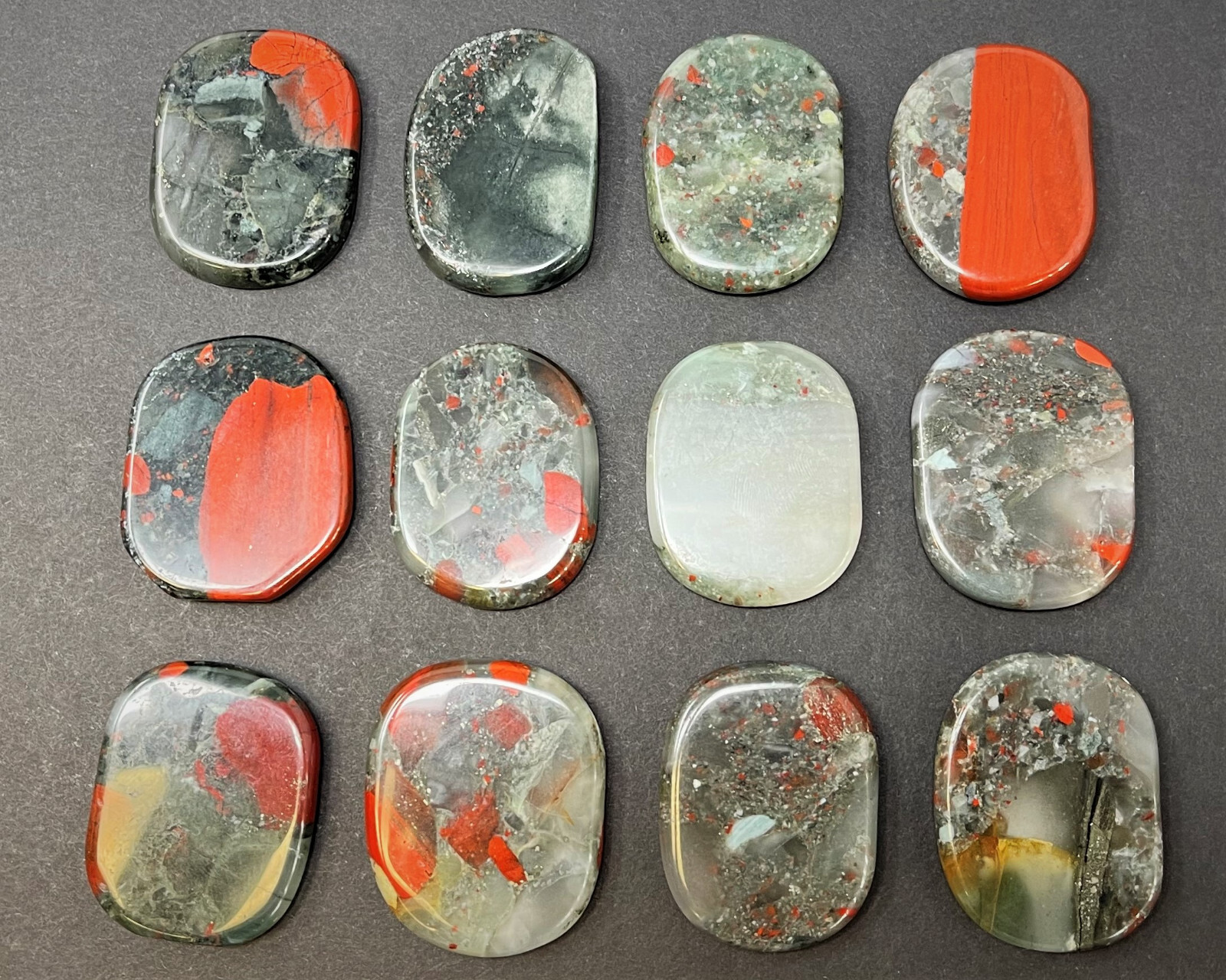 Bloodstone Pocket Palm Stone MEDIUM (Smooth Polished Bloodstone Worry Stone)
