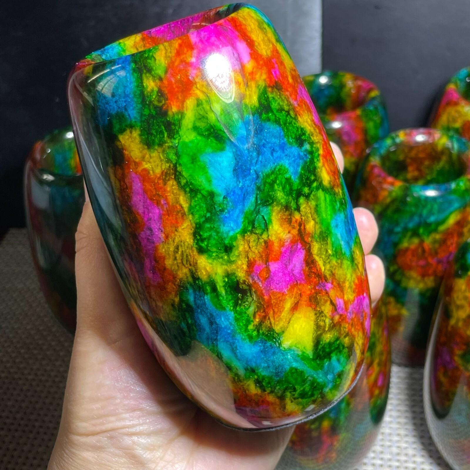1pcs “Seven Colors Jade” vase specimen -Taiwan China about 1000g 128mm random