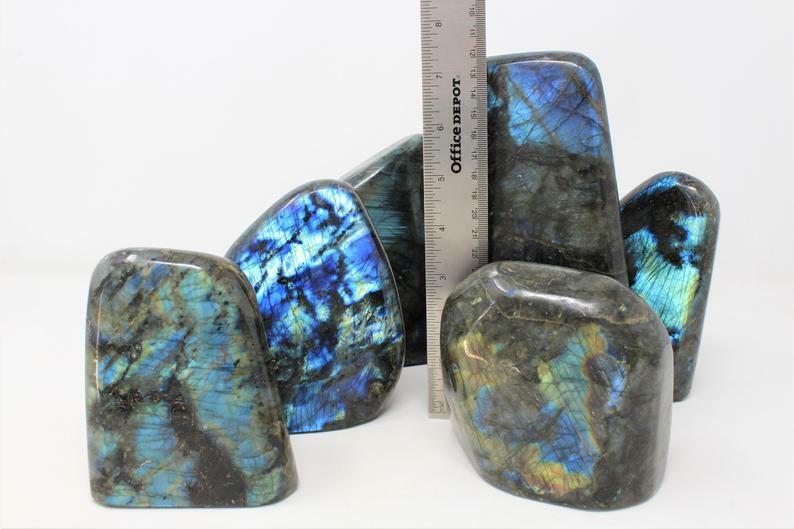 XS-XXL Labradorite Polished Freeform, Free Standing Cut Base, Specimens