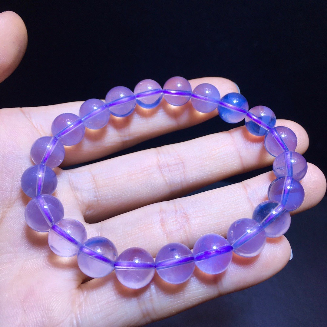 Natural amethyst, lilac and purple cream through-body bracelet