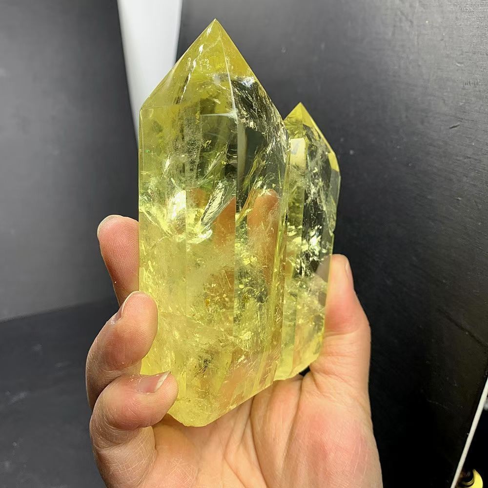 1.21LB Natural Citrine Quartz Obelisk Energy Crystal Tower Point Reiki +Stand