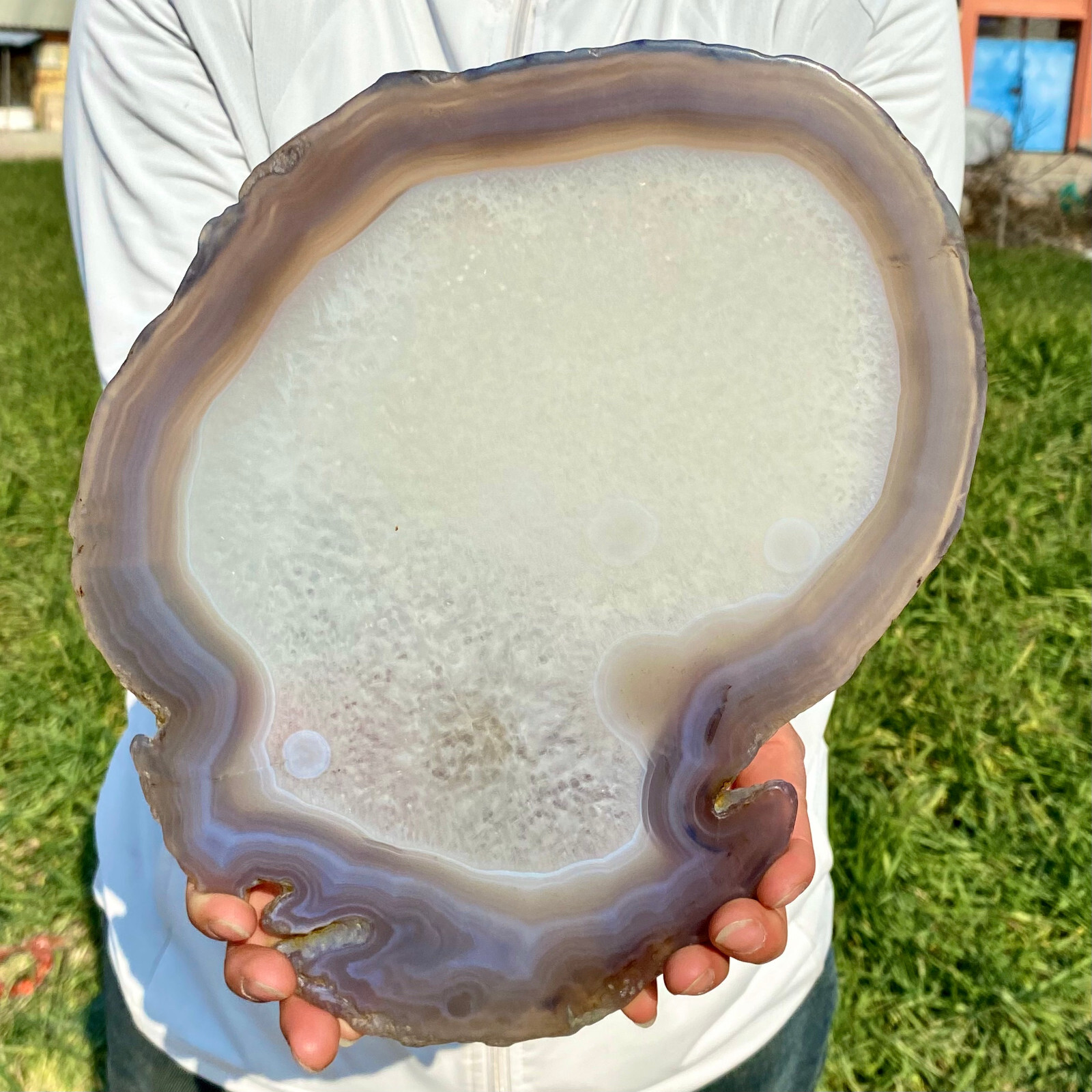 2.93LB Natural Agate Slice Quartz Crystal Hand-cut Slab Ore Specimen Healing