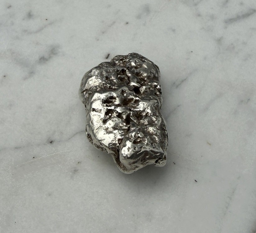 35.7 G. Seller Made Sculpted .900 Fine Silver Nugget Native Silver Replica 1 OZT