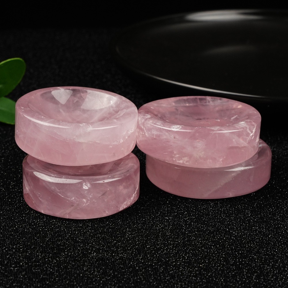 Natural Rose Quartz Round Crystal Bowl Reiki Healing stone Home Decor random1pcs