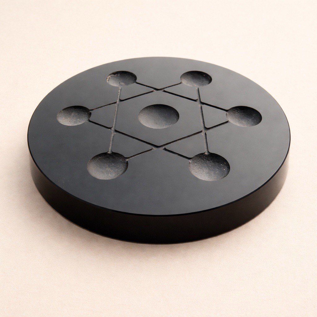 100mm Natural Obsidian Soulful 7* Crystal Magic Sacred Geometry Base Biophilic