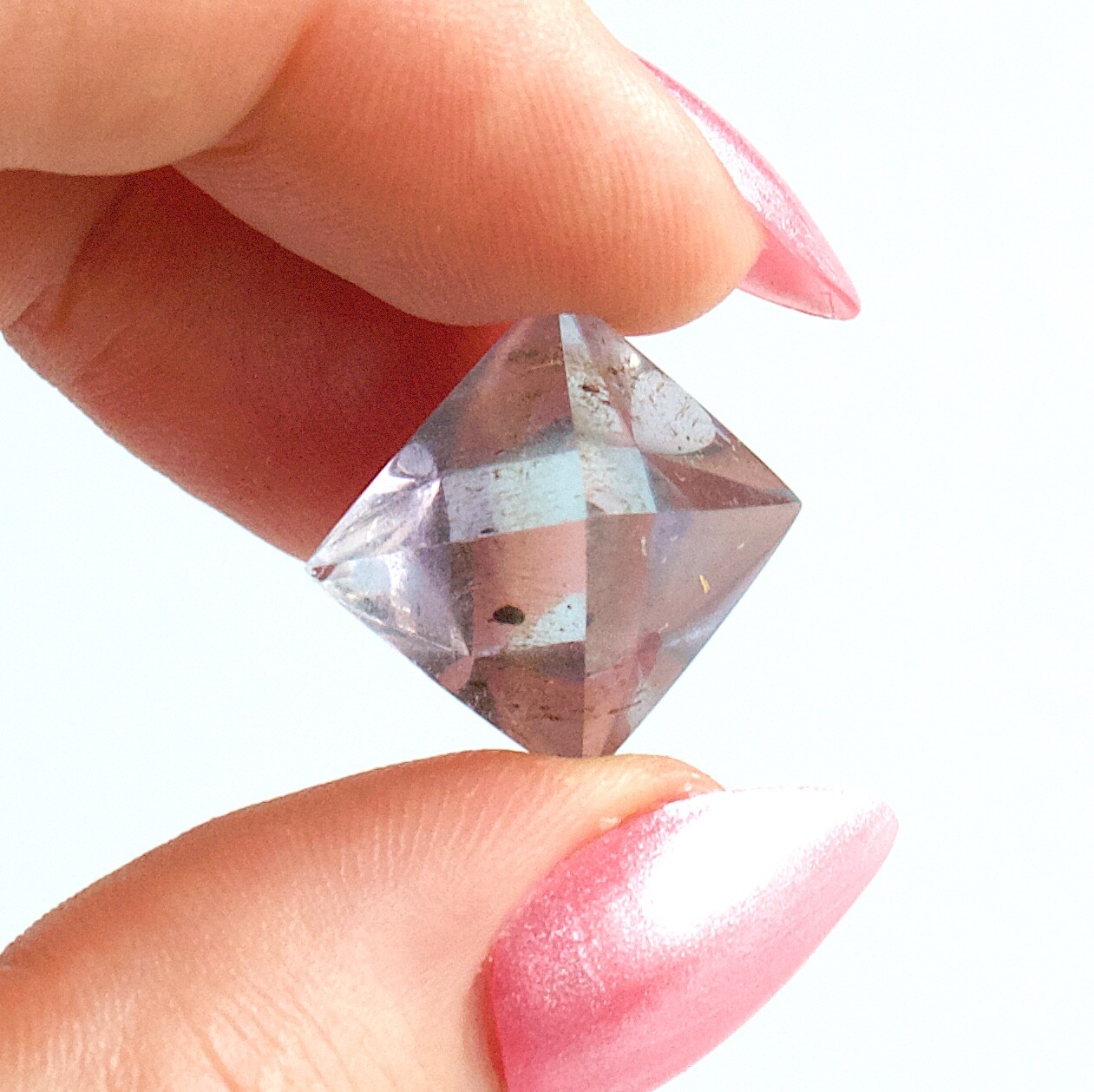 Polished Fluorite Octahedron Gem Blue With Oil Inclusions Illinois 2.0 Cms
