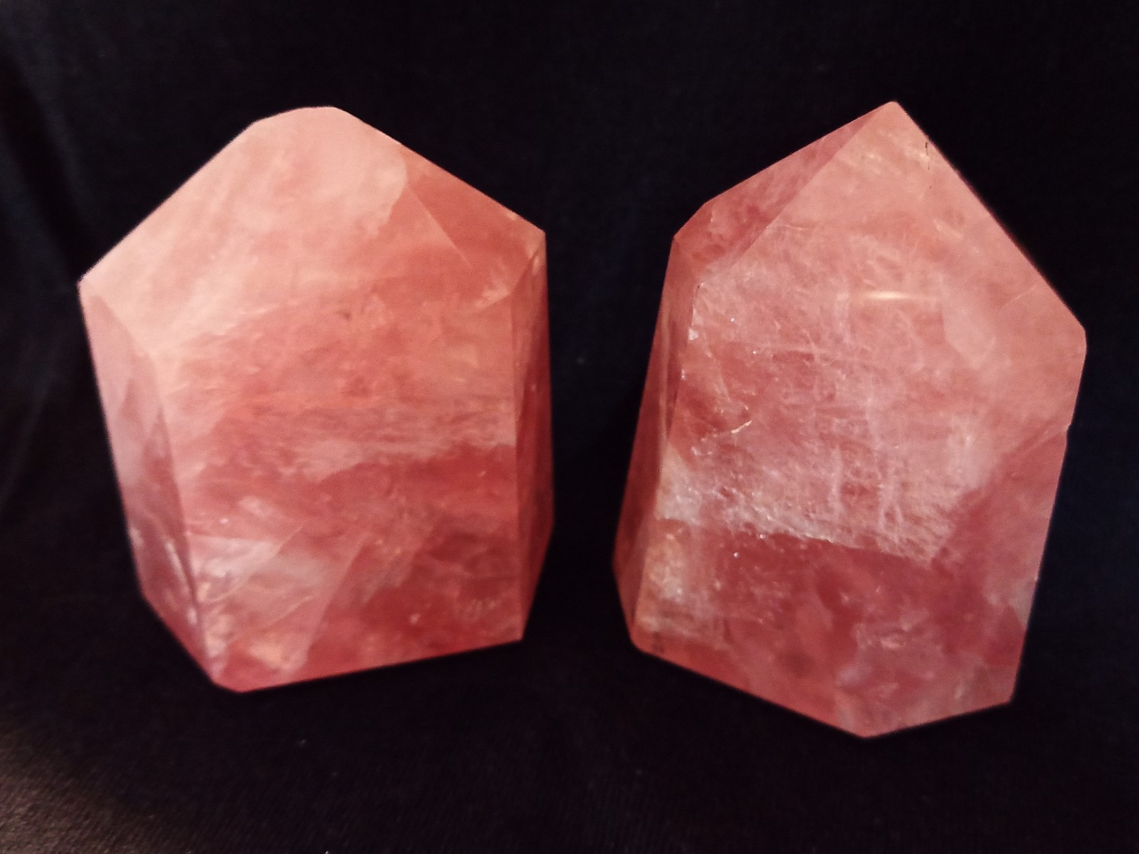 Brazil Rose Quartz Collection, Sphere 62mm, 2 Pillars, 10 Pocket Stones, Gemmy!