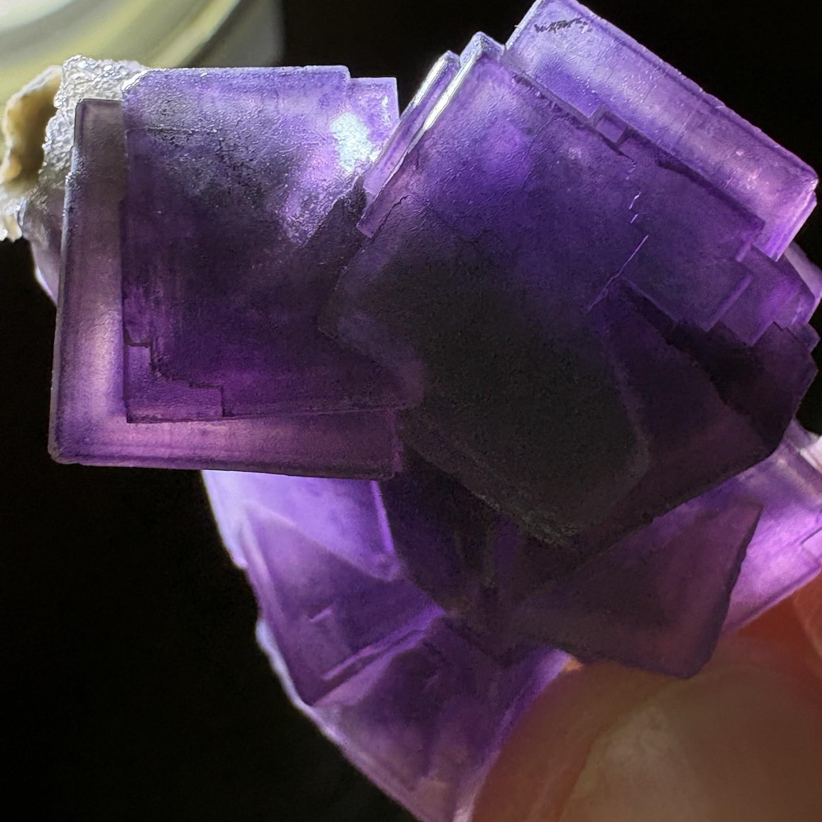 AAA+ Step-Edged Fluorite Recursive Growth Geometric Phantom Raw Mineral Crystal