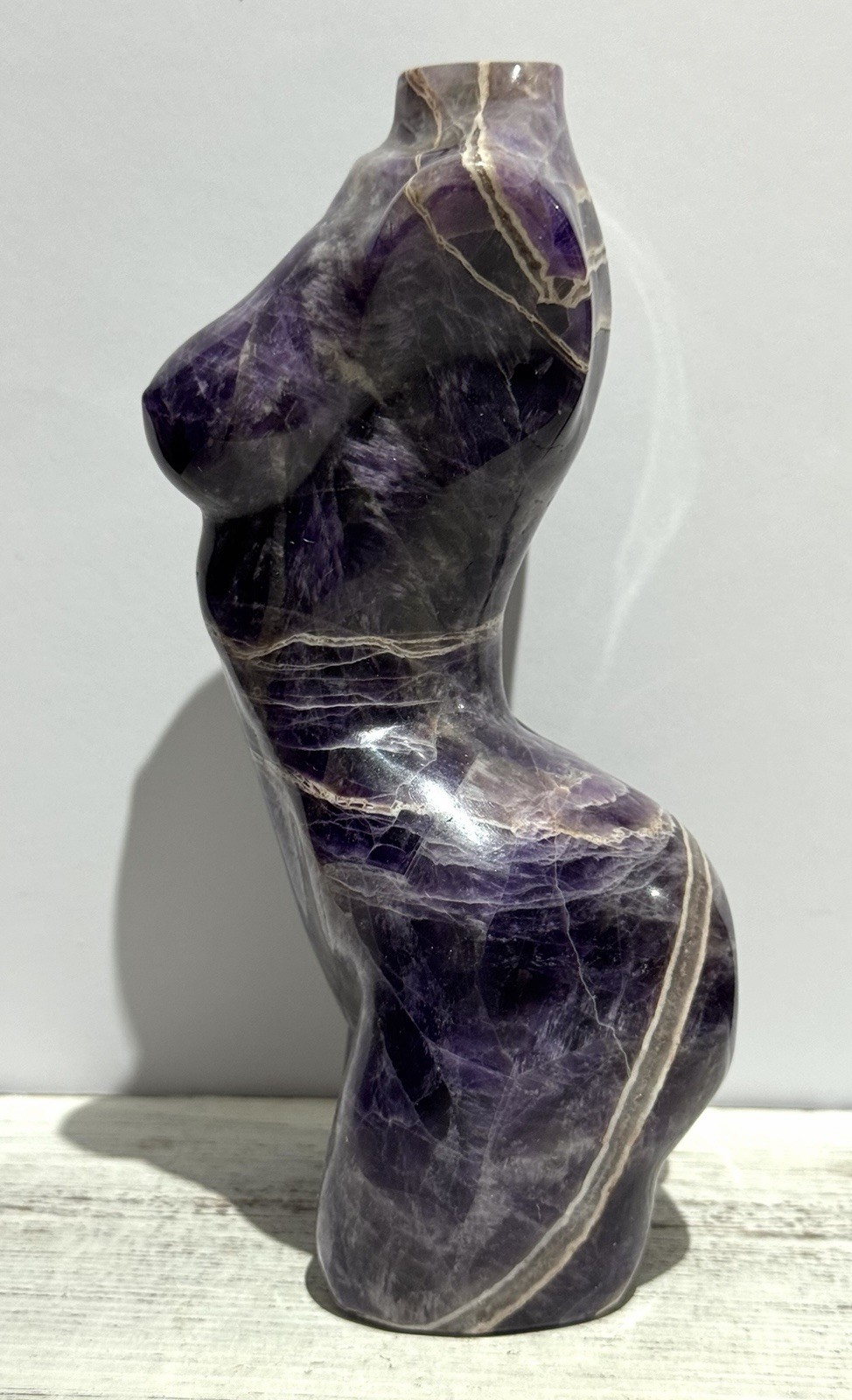 Dream Amethyst Goddess Body 7” Natural Stone Carving- Medium Sized