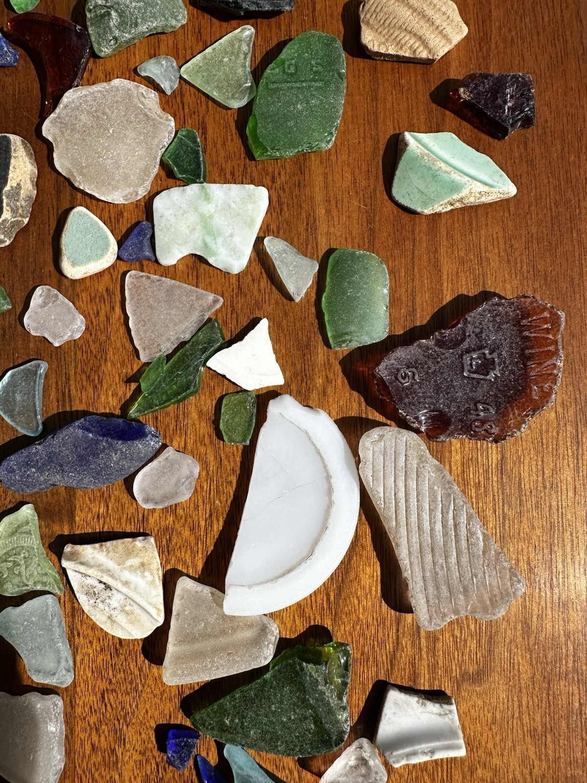 1 Plus Pounds of Natural Pa. River Glass- Green, Brown, Clear, White & Others