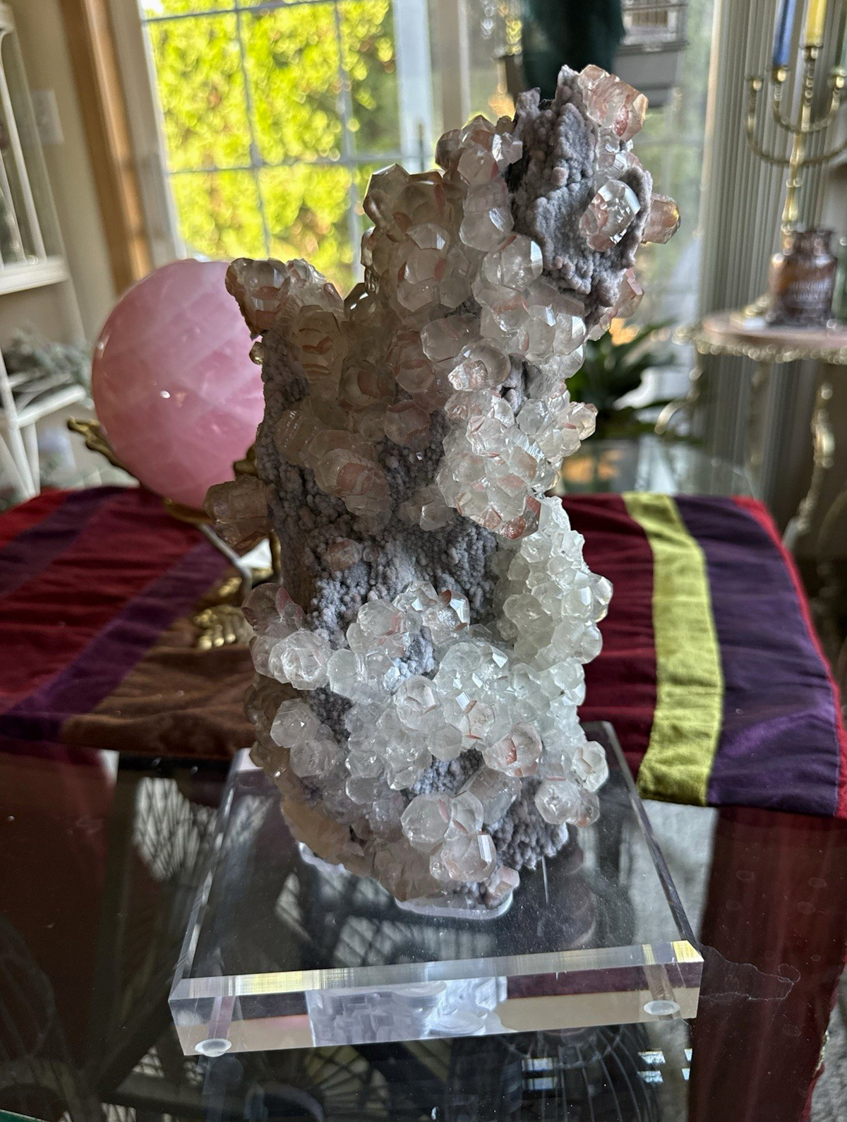 Stunning Collectors Red Benz Calcite Crystal Specimen w/Acrylic Stand 4.8lb