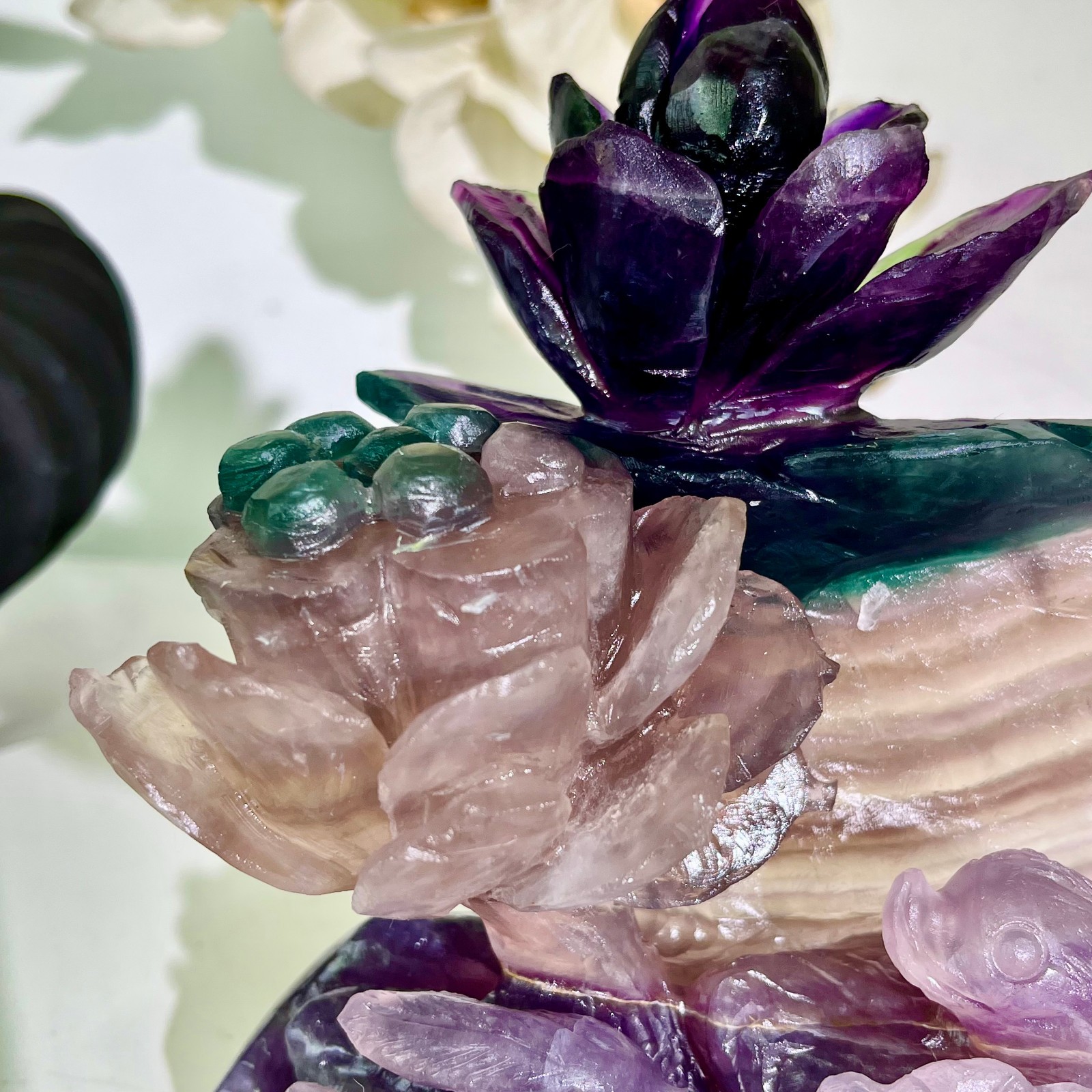 4.47LB Natural fluorite quartz products, hand carved and polished spiritual orn