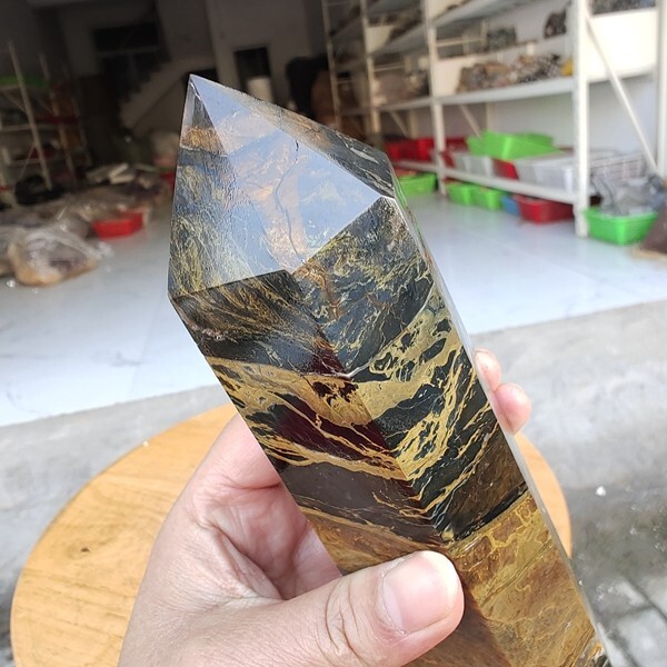 735g WOW! Natural Rare Pietersite Crystal Obelisk Quartz Tower Point Healing
