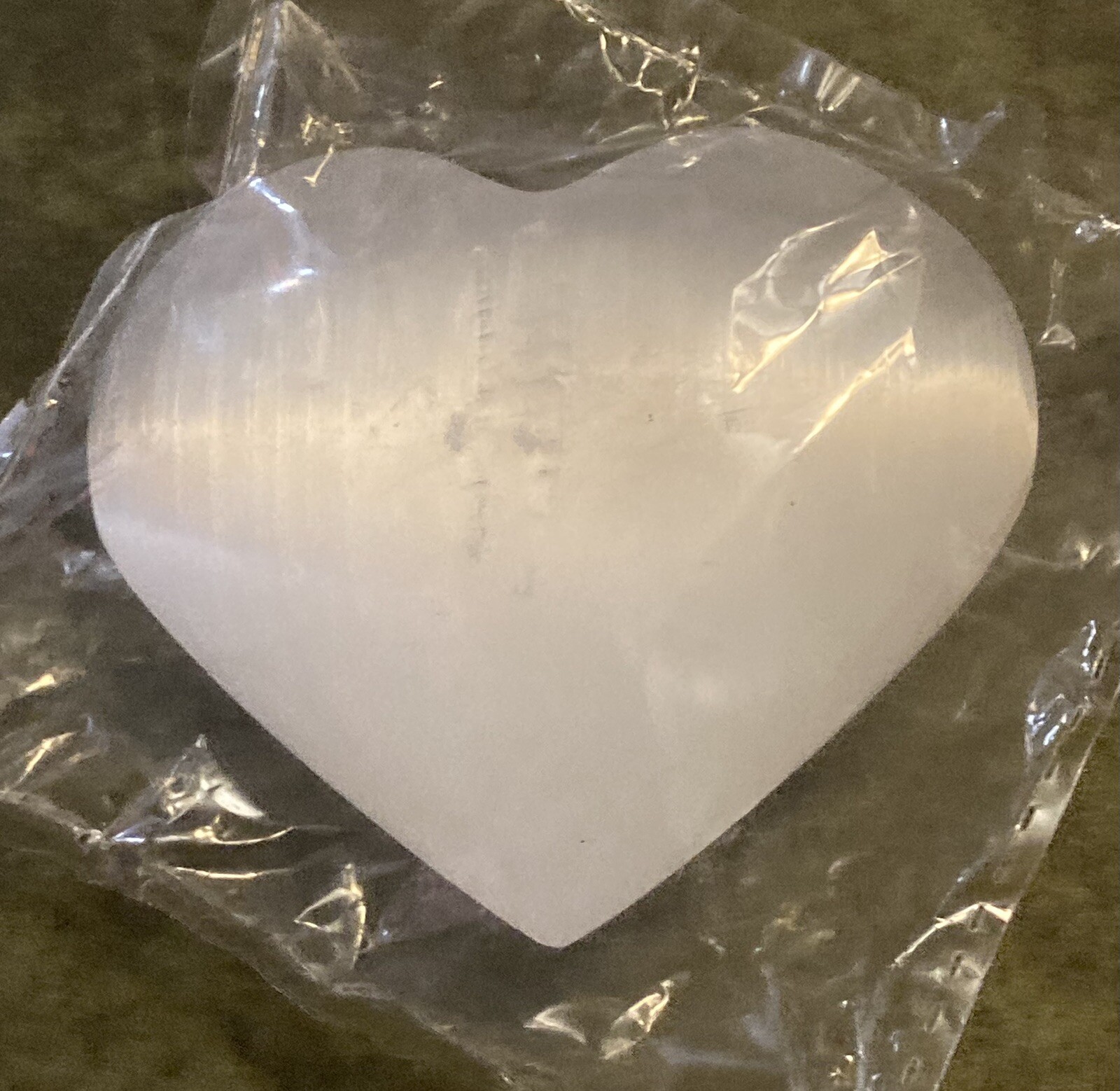 LARGE SELENITE HEART!! Carved And Polished With Natural Fractures Beautiful!