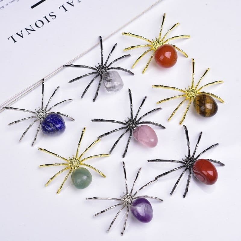 5 Pcs Natural mixed Agate Reiki Gemstone Spider Crystal Quartz Healing Decorate