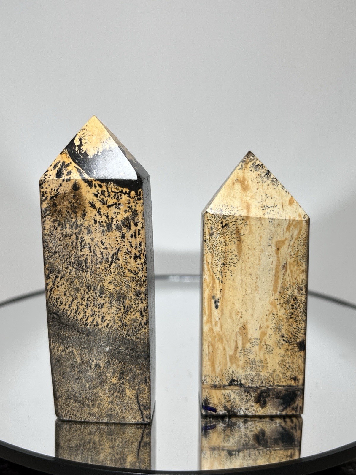 Picture Jasper 3 Piece Set – 2 Towers & Slab w/holder – Measurements In Photos