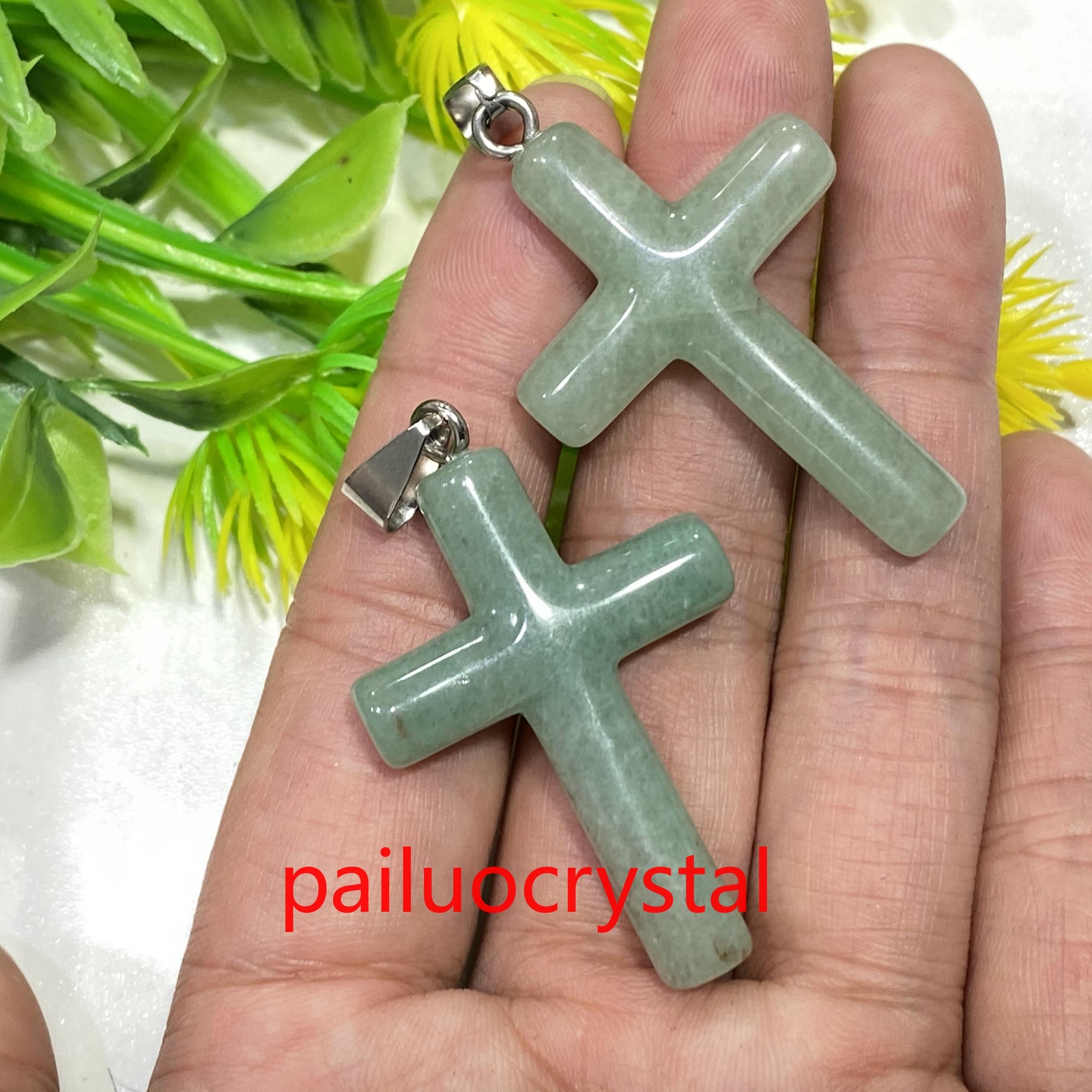 1.8″ Natural Aventurine Cross Quartz Crystal Skull Carved Pendant Healing 1pc