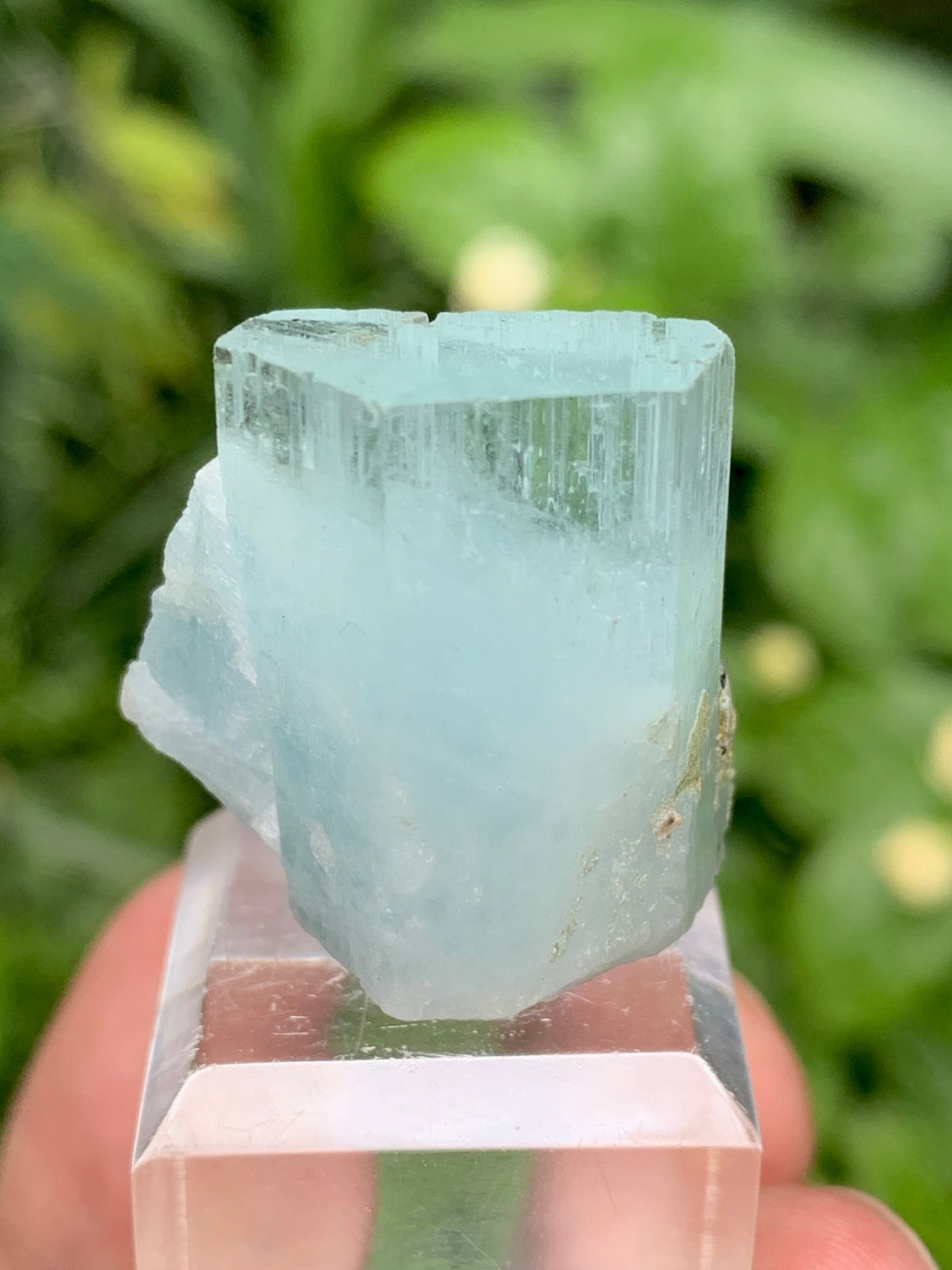 Natural Sky Blue Aquamarine Crystal With Schorl Tourmaline From Pakistan-15 Gram