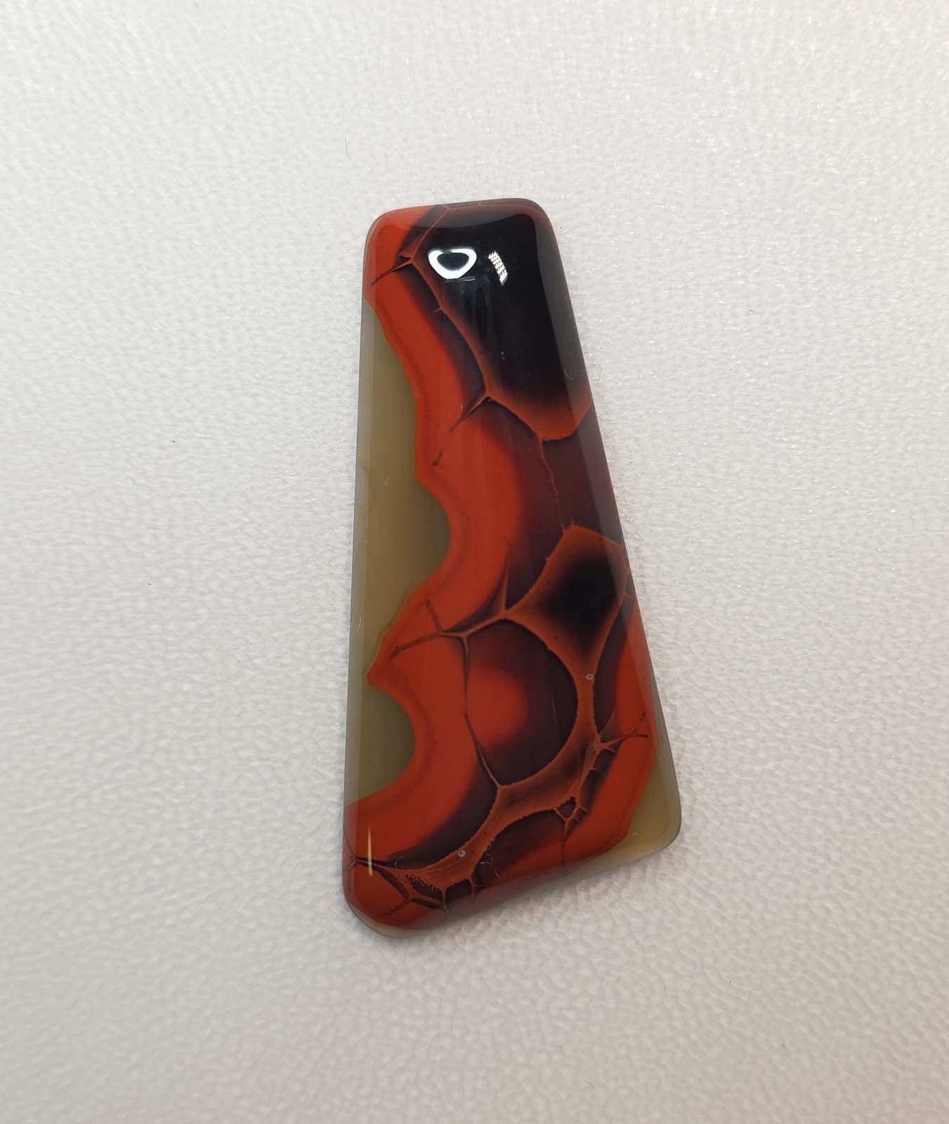 Beautifully banded Red Black Clear Kentucky Agate Cabochon Ready to set #C-14