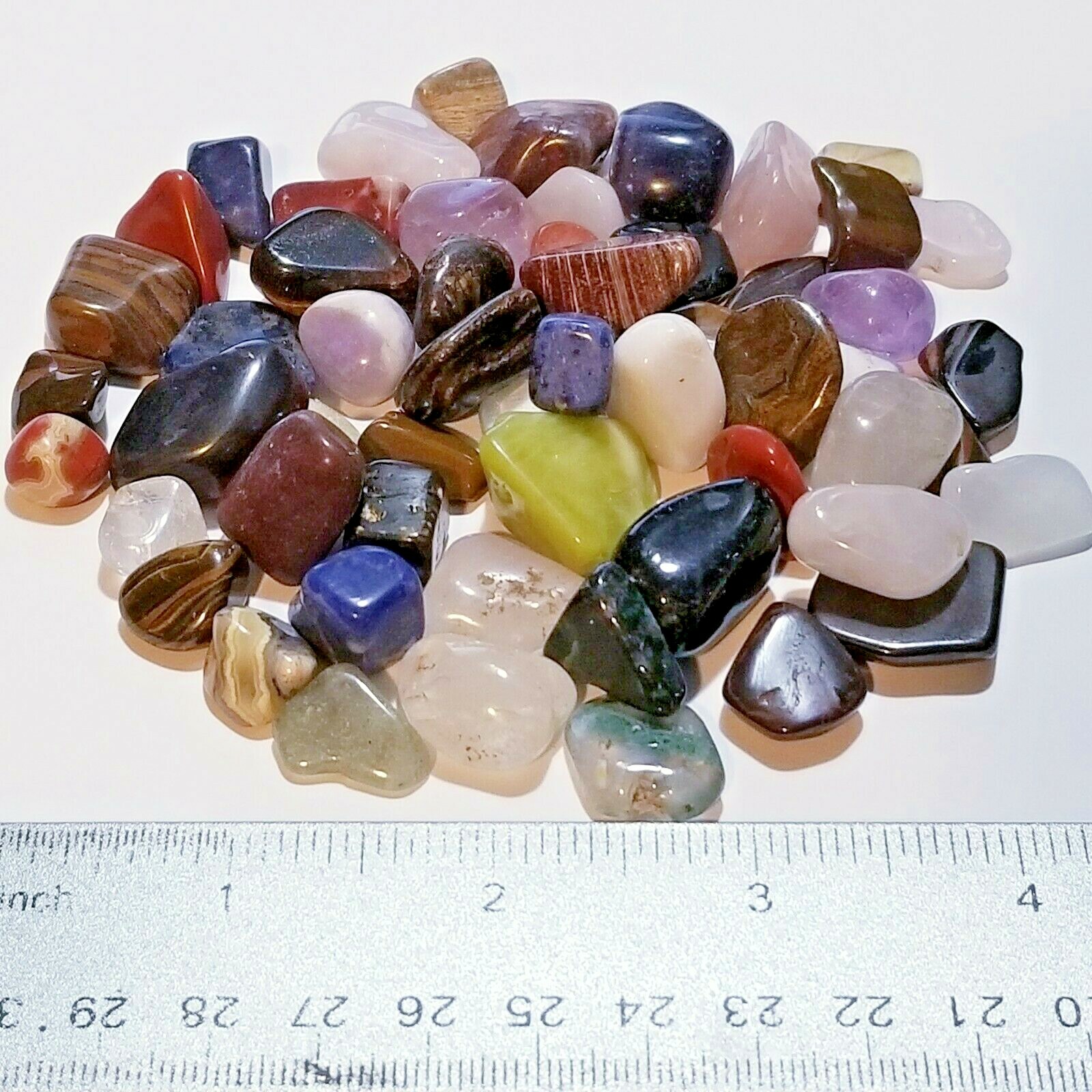 30-50 colorful Mixed Natural Assorted bulk tumbled Gem stone mix 1/4lb
