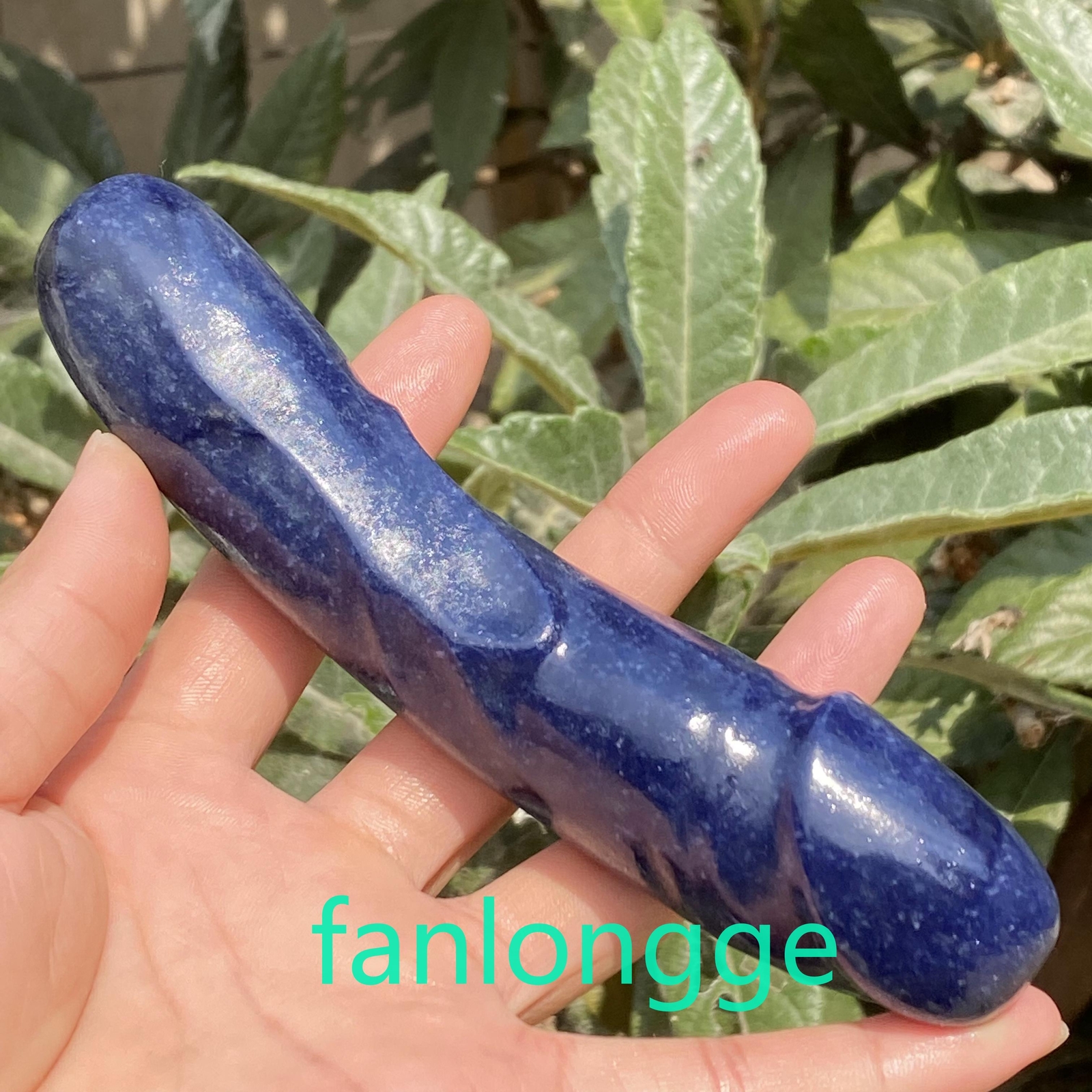 6in Natural blue Aventurine Male Penis Quartz Crystal Skull Massager scrub 1PC