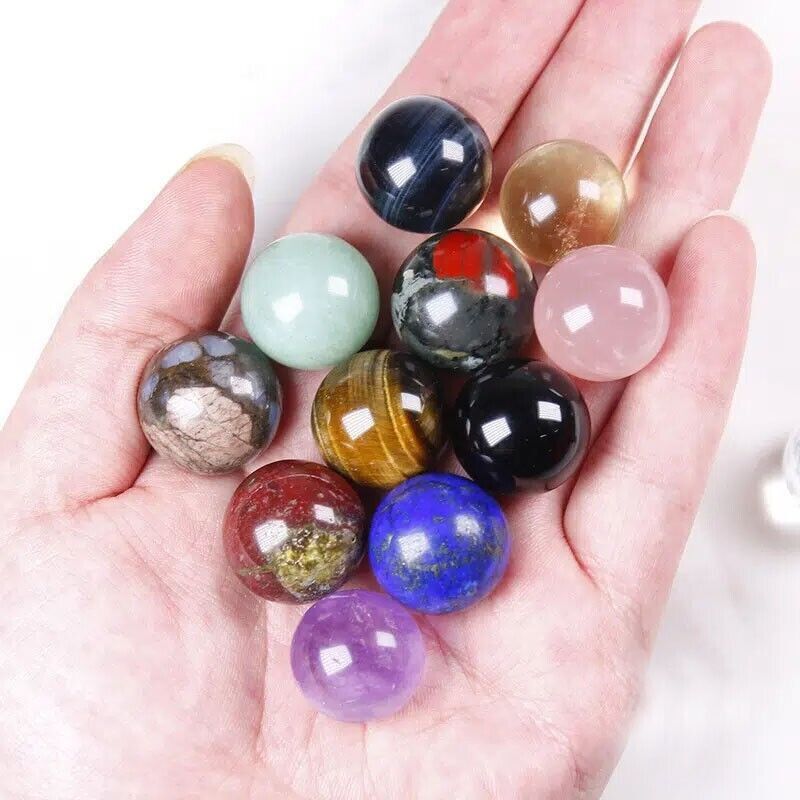 50 Pcs Wholesale Mixed Natural Ball Quartz Crystal Sphere Reiki Healing Beads US