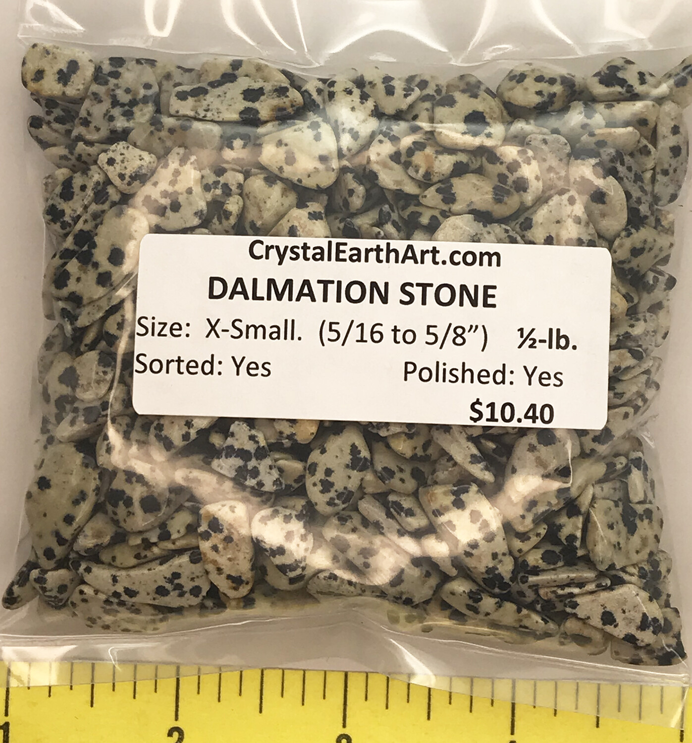 DALMATIAN STONE size Extra Small (5/16 to 5/8″) polished stone – 1/2 lb.