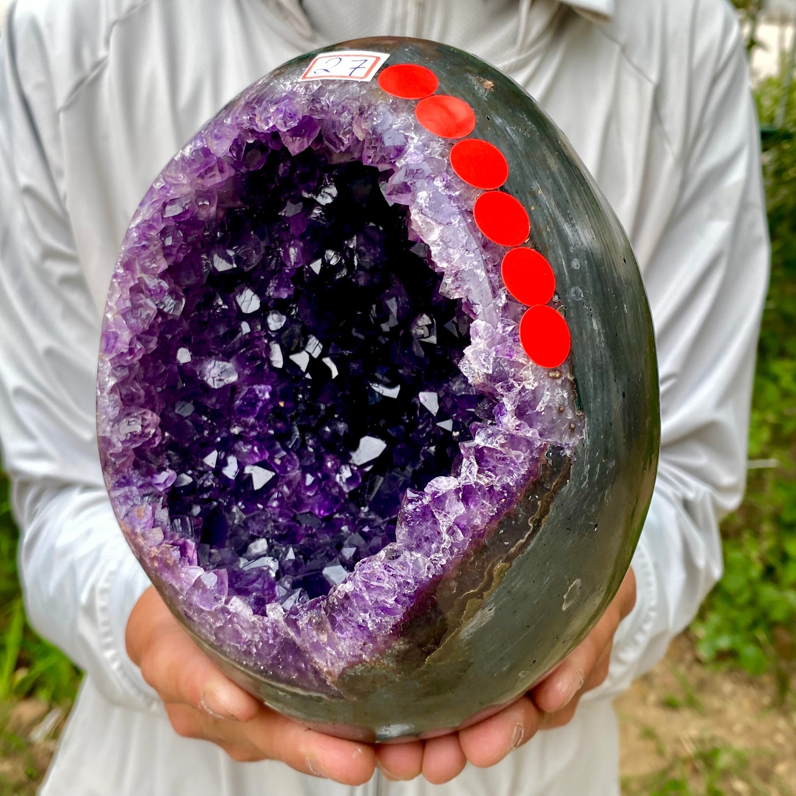5.93LB Large Natural Amethyst geode quartz cluster crystal Egg specimen Healing