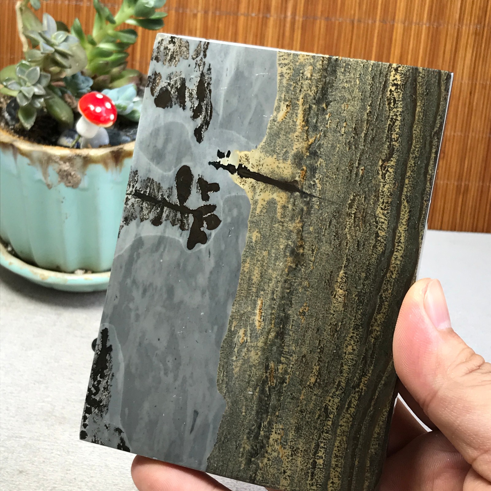 290g Natural Chinese painting stone crystal ornaments for home decoration A6423