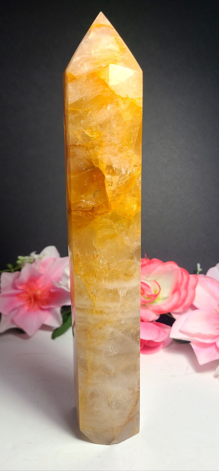 XXX Large 10″ 958g 2.2lb A+ Golden Healer Quartz Tower Generator Wealth Crystal