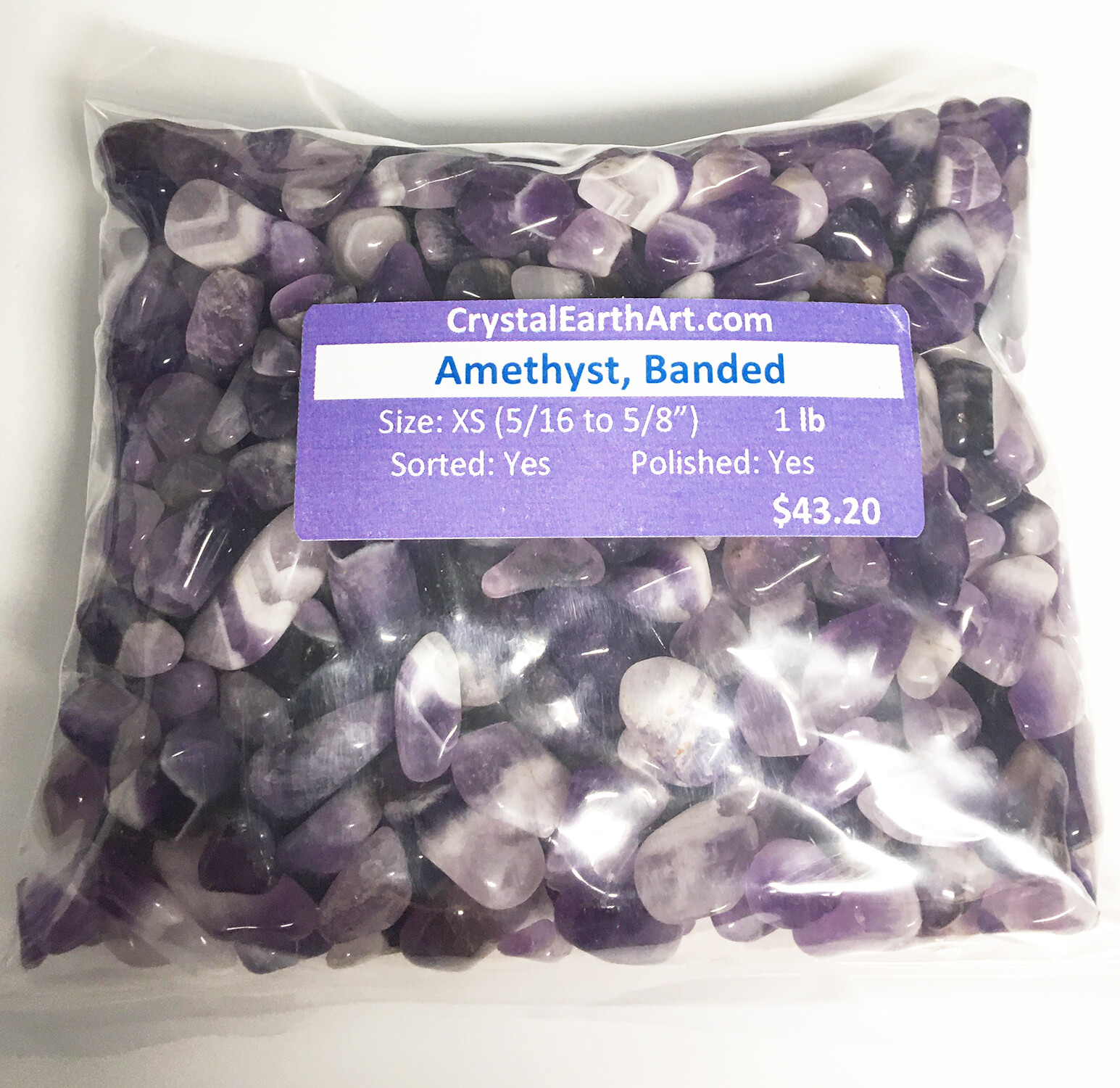 AMETHYST Banded X-Small (5/16-5/8″) A Grade polished stones. 1 lb