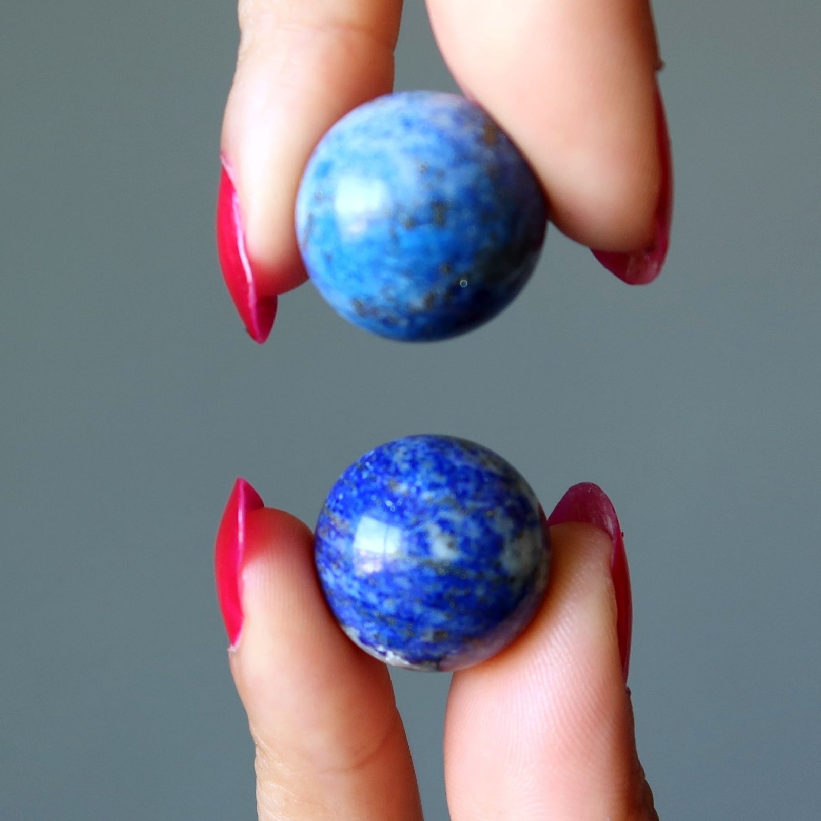 Lapis Lazuli Sphere Blue Mini Portable Crystal Ball Calcite Pyrite Marble Stone