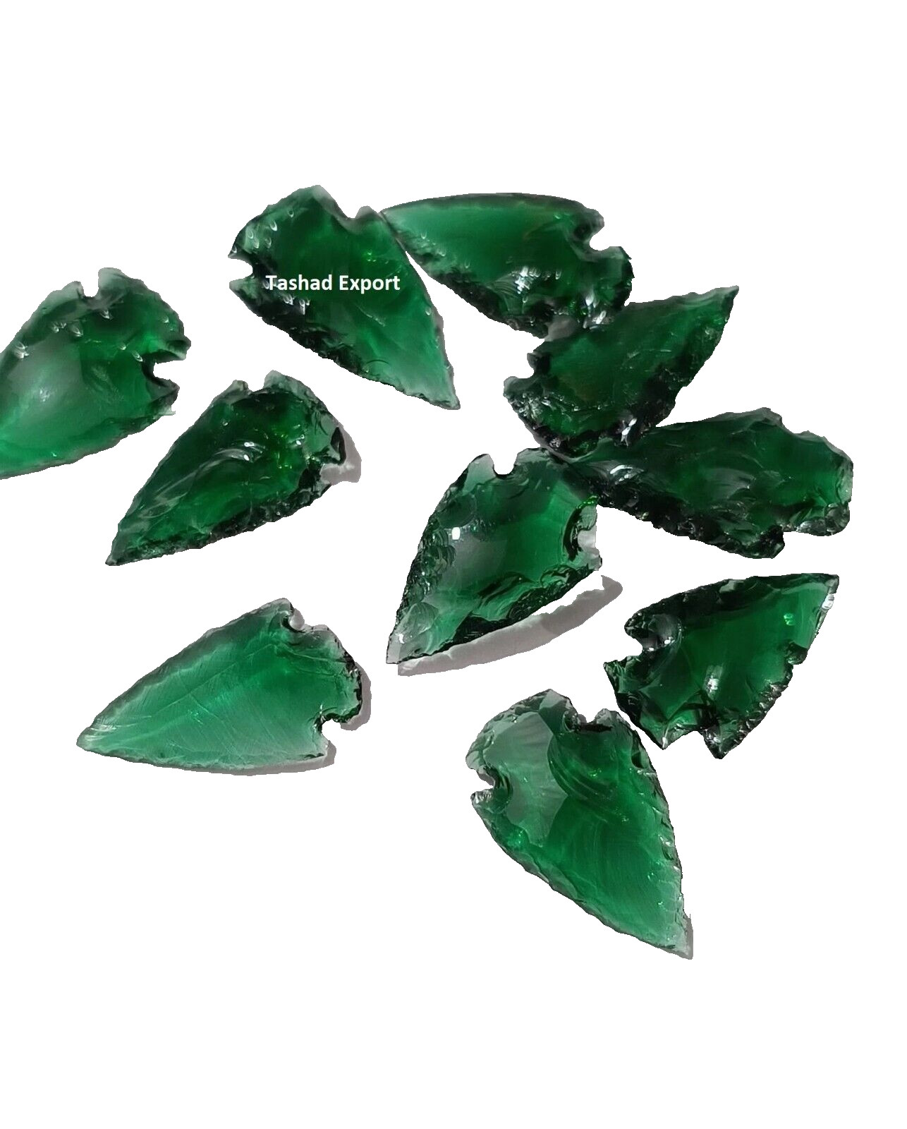 10pcs Natural Green Obsidian Arrowhead 1″Inche Glass Knapped Crystal Spearhead.
