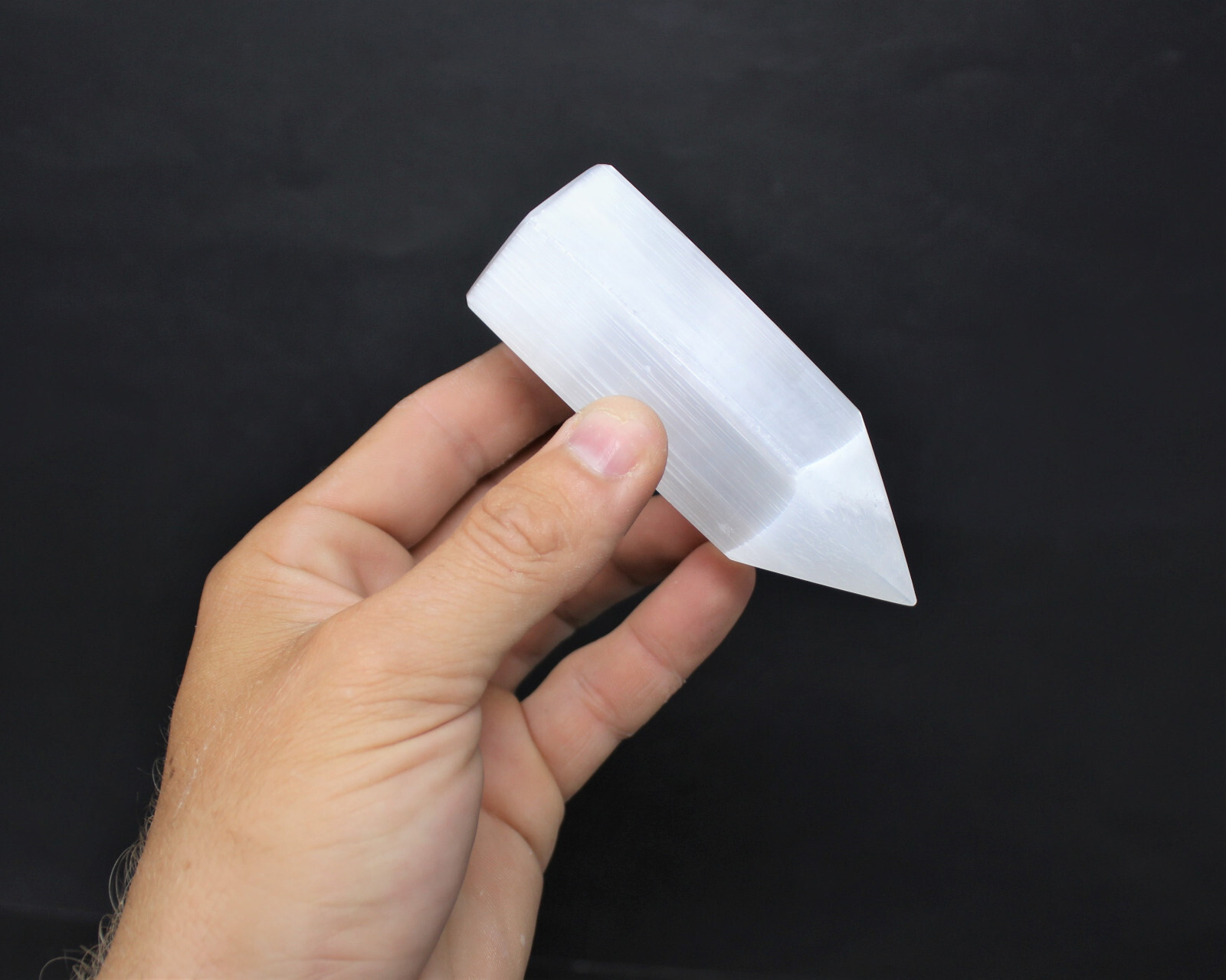 White Selenite Generator 4″ Tall (Selenite 6-Sided Crystal Point, Tower)