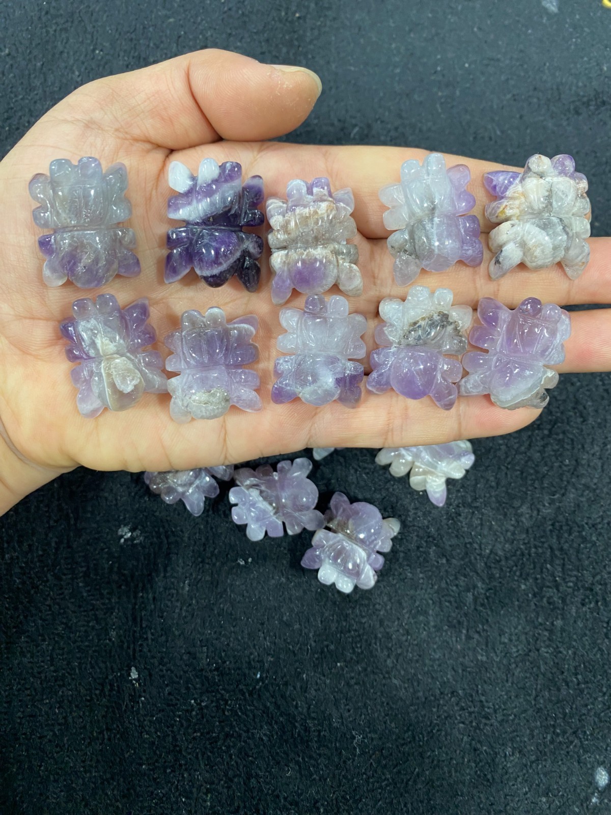 5pcs Natural Dreamy Amethyst Quartz Carved Spider skull Crystal reiki healing