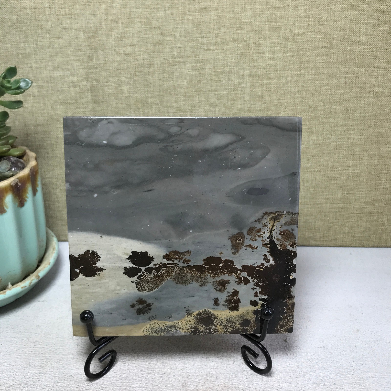 Natural Chinese painting stone crystal ornaments for home decoration 238g A5279