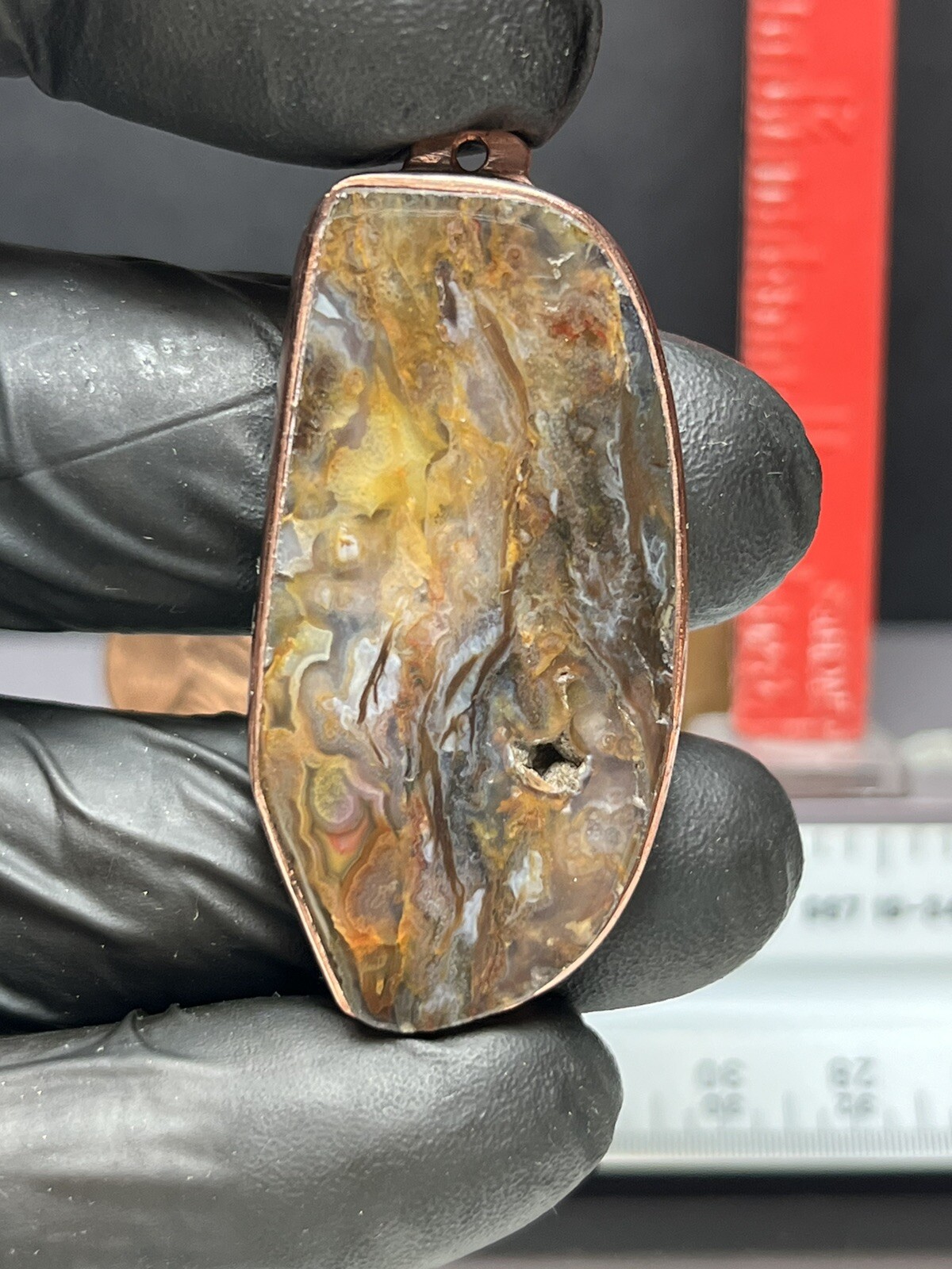 petrified wood/copper Pendant/J67 BOGO.01